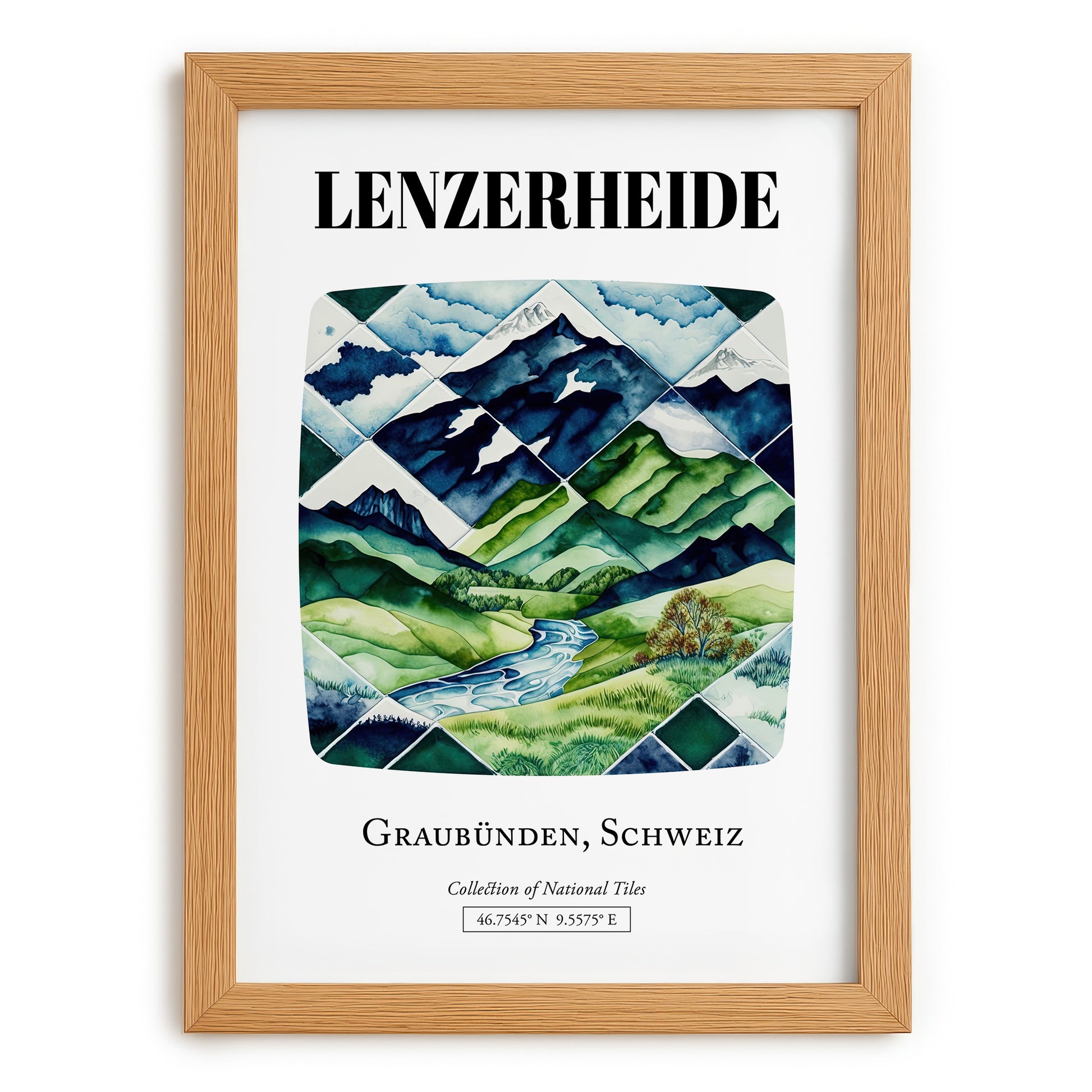 Lenzerheide, Switzerland – Travel Print, set in oak frame