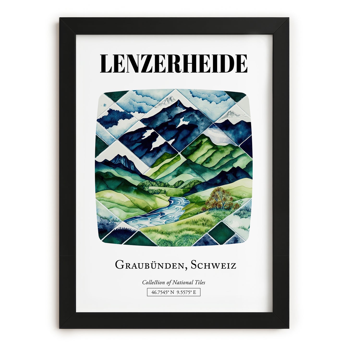 Lenzerheide, Switzerland – Travel Print, in sleek black frame