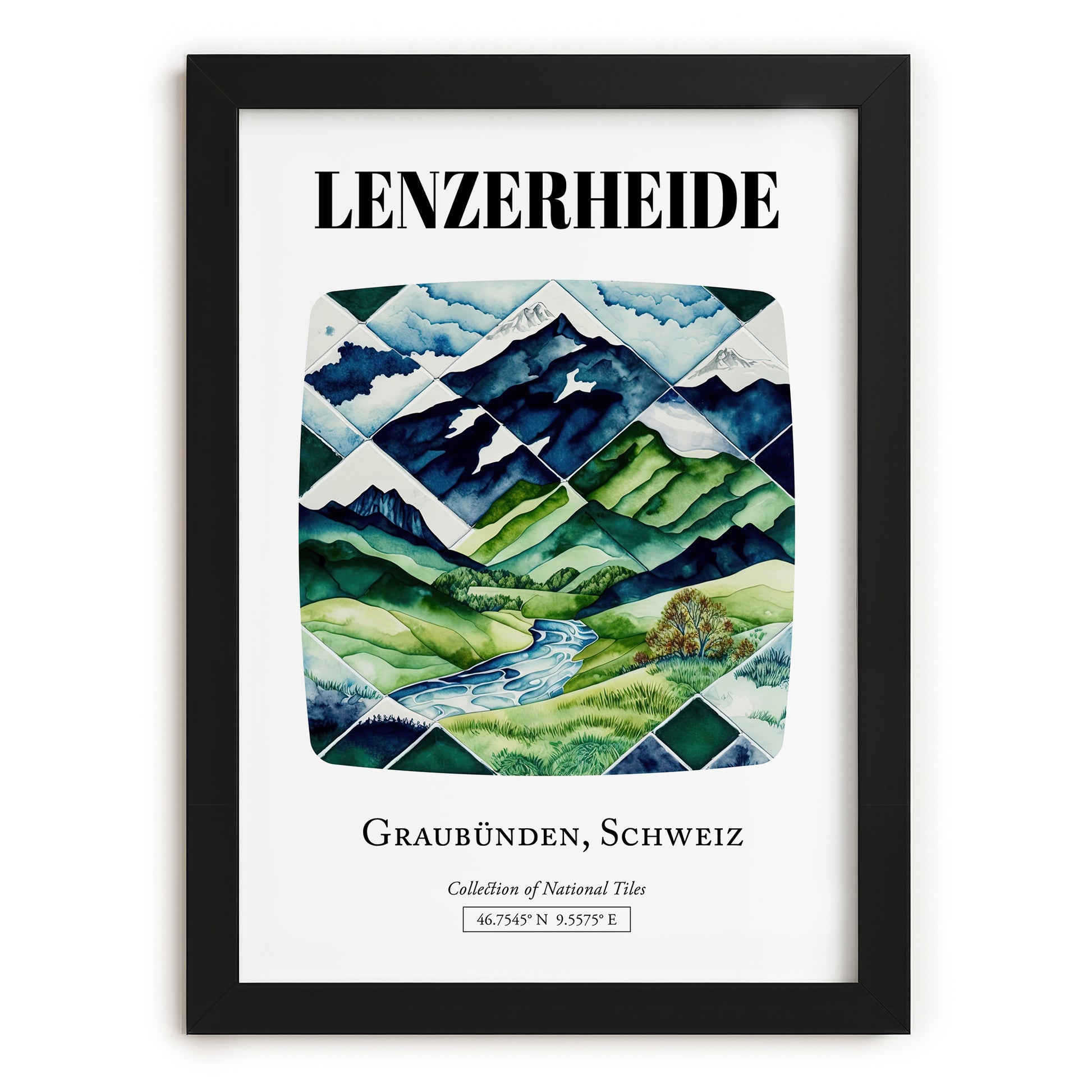 Lenzerheide, Switzerland – Travel Print, in sleek black frame