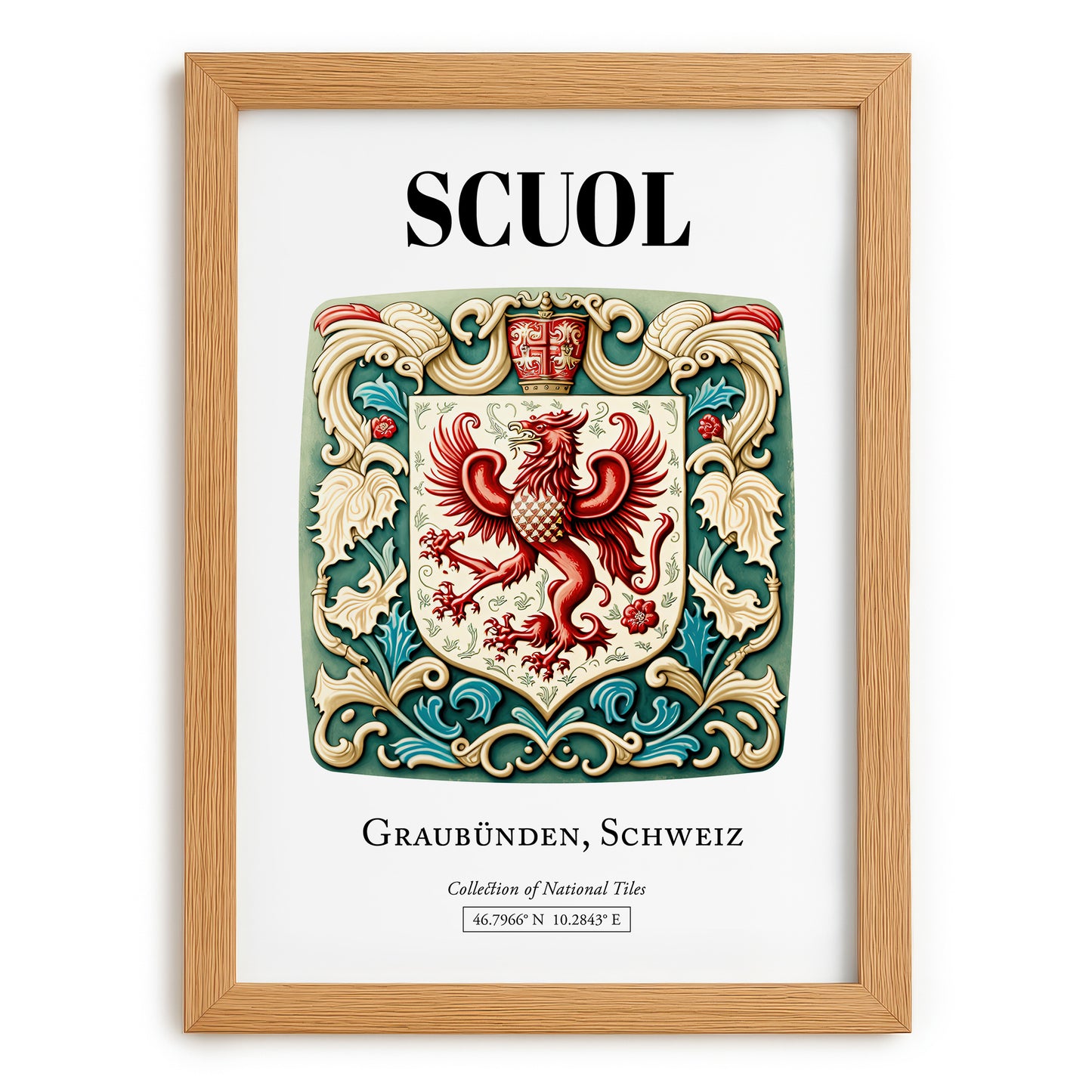 Scuol, Switzerland – Travel Wall Art, set in oak frame