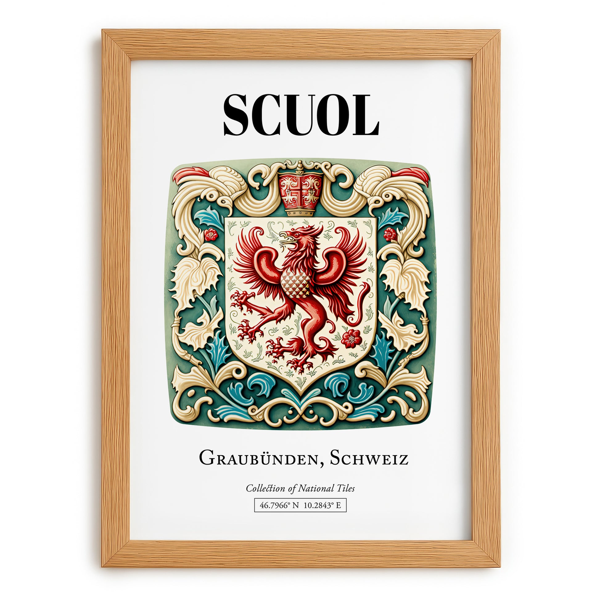 Scuol, Switzerland – Travel Wall Art, set in oak frame