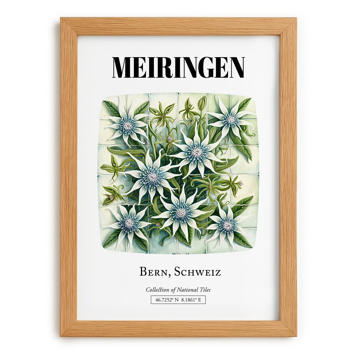 Meiringen, Switzerland – Architectural Travel Art, set in oak frame