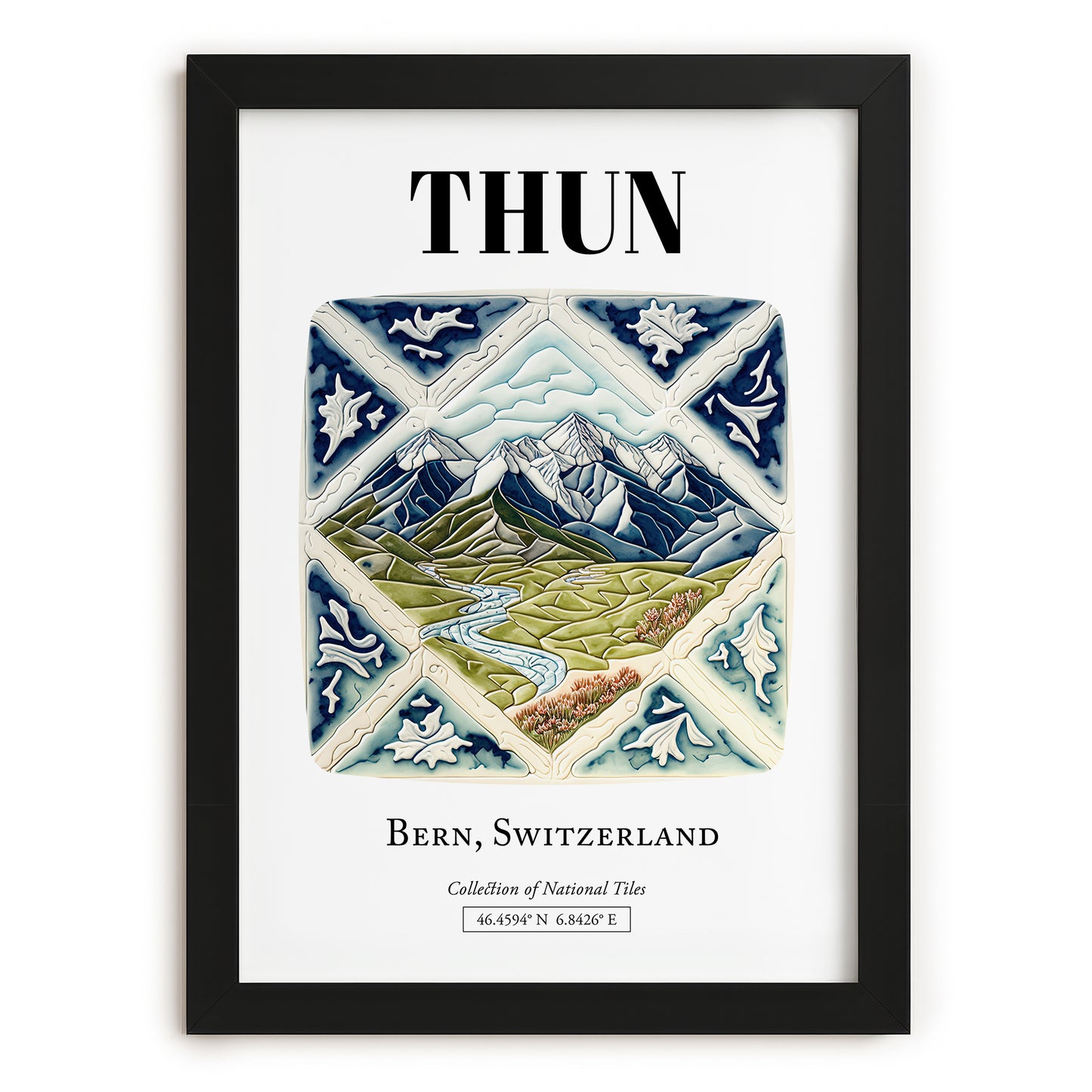 Thun, Switzerland – Travel Print, in sleek black frame