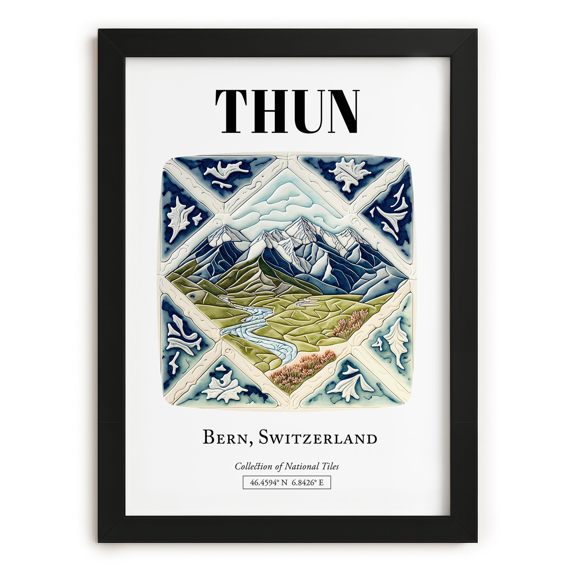 Thun, Switzerland – Travel Print, in sleek black frame