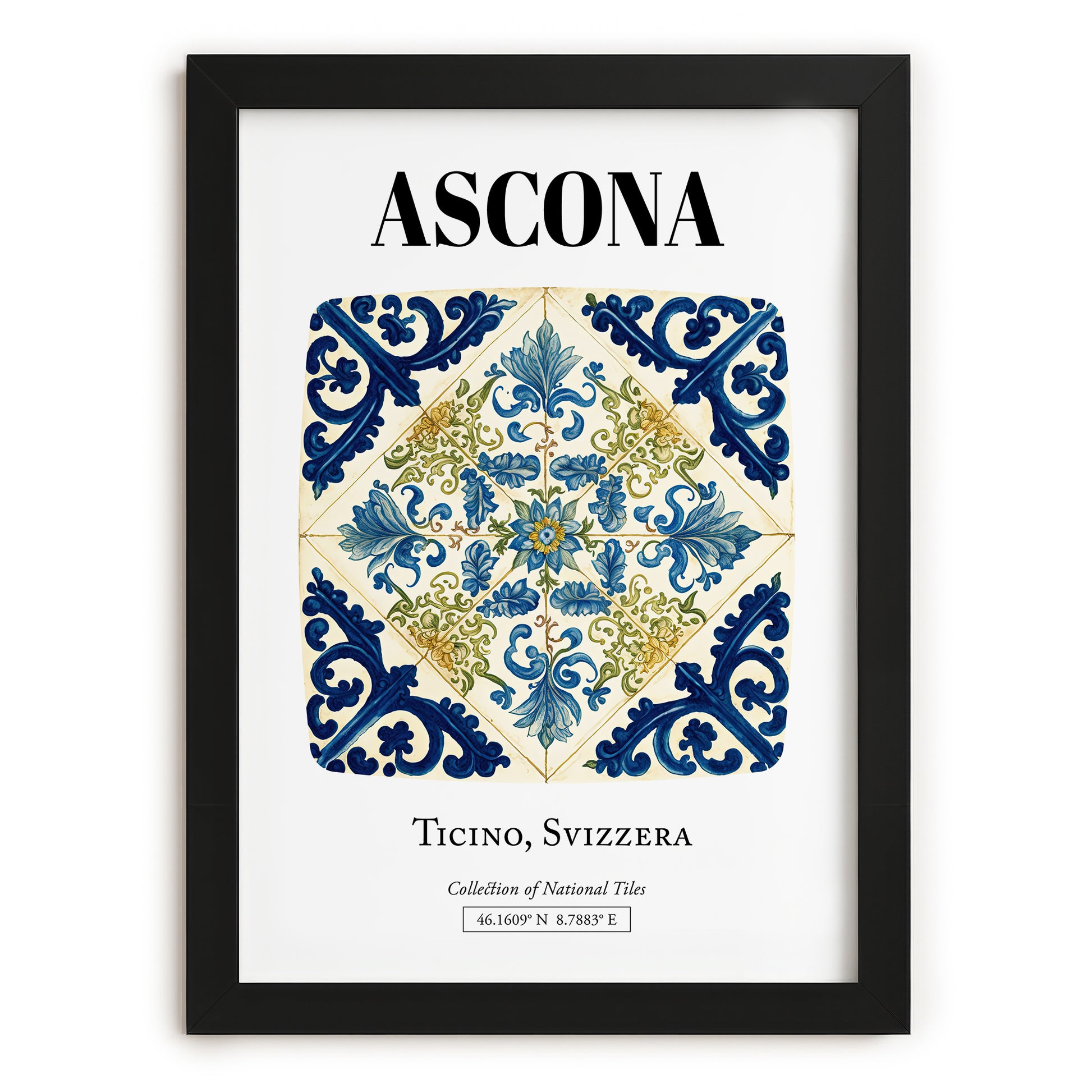 Ascona, Switzerland – Travel Wall Decor, in sleek black frame
