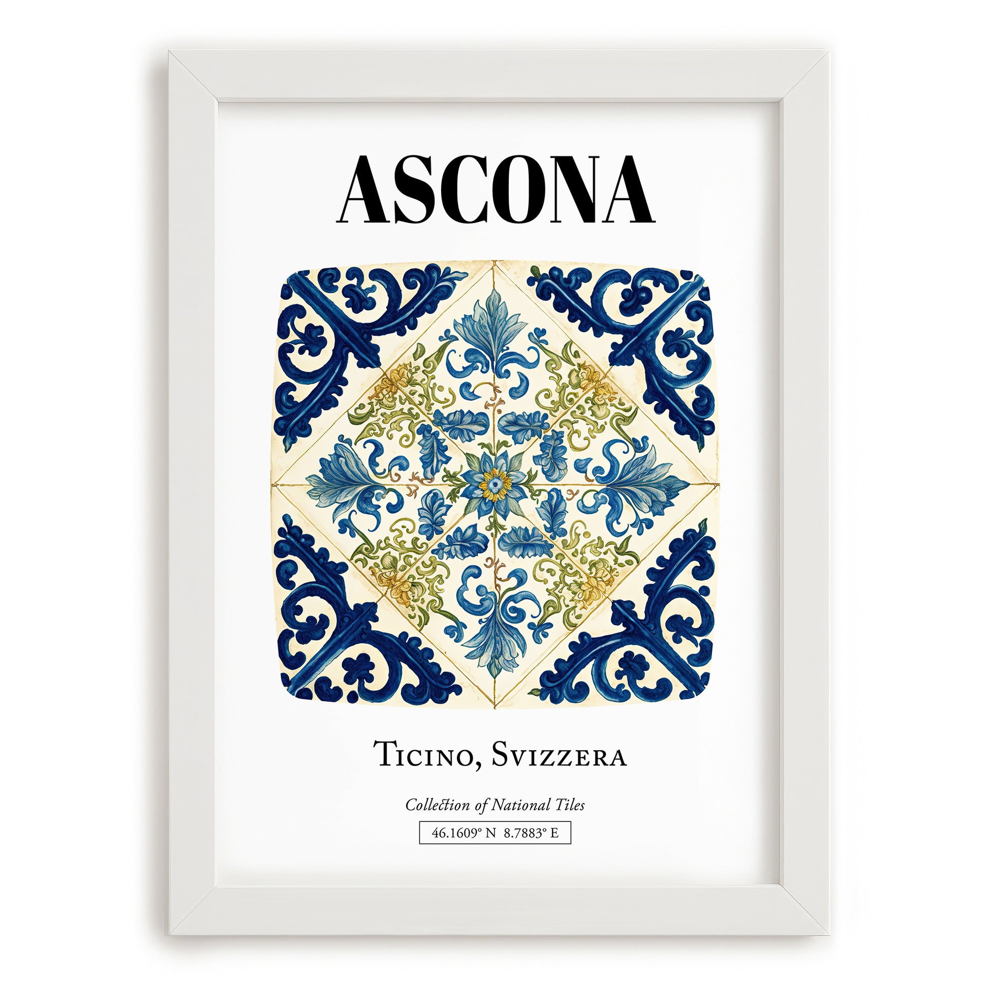 Ascona, Switzerland – Travel Wall Decor, placed in minimal white frame