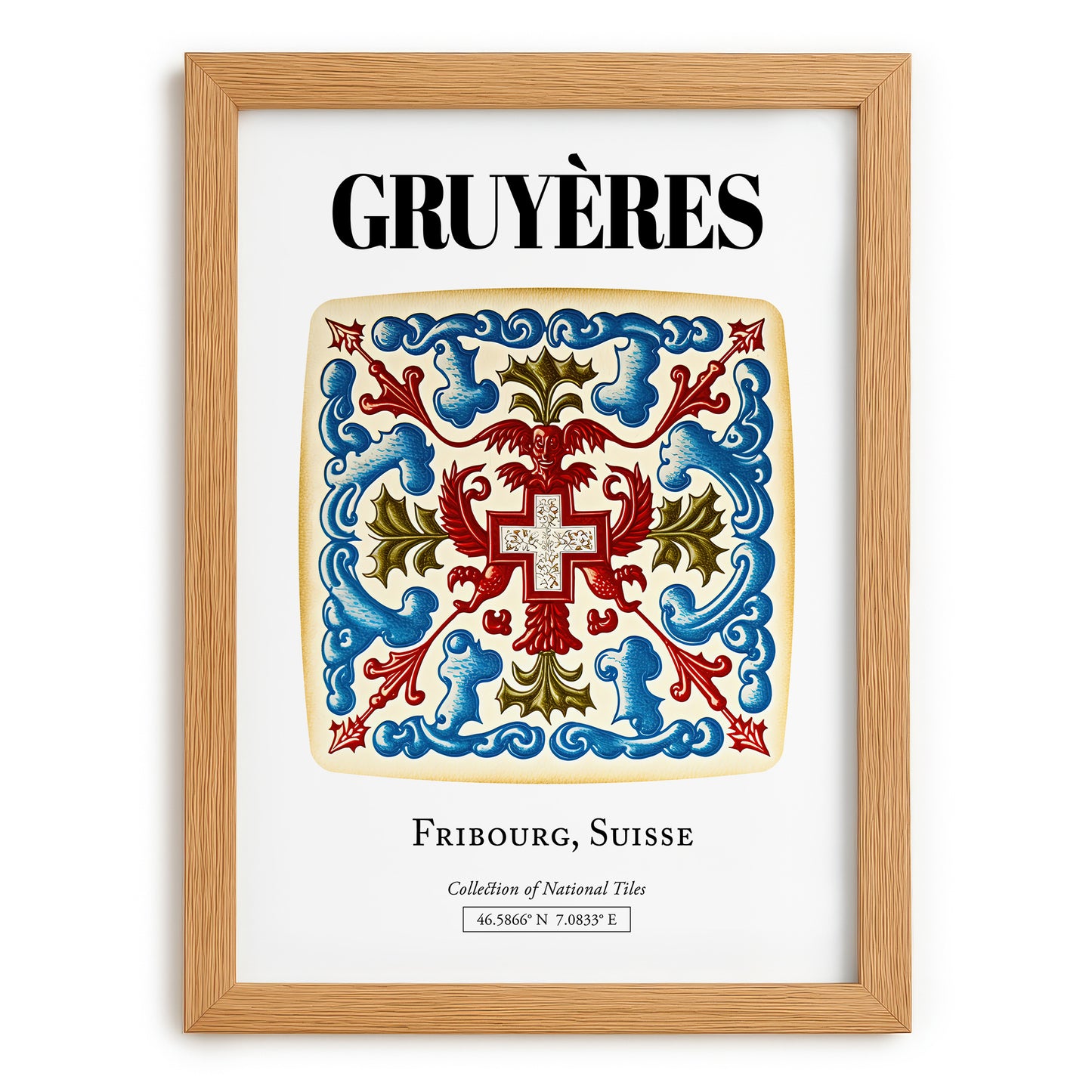 Gruyères, Switzerland – Travel Print, set in oak frame