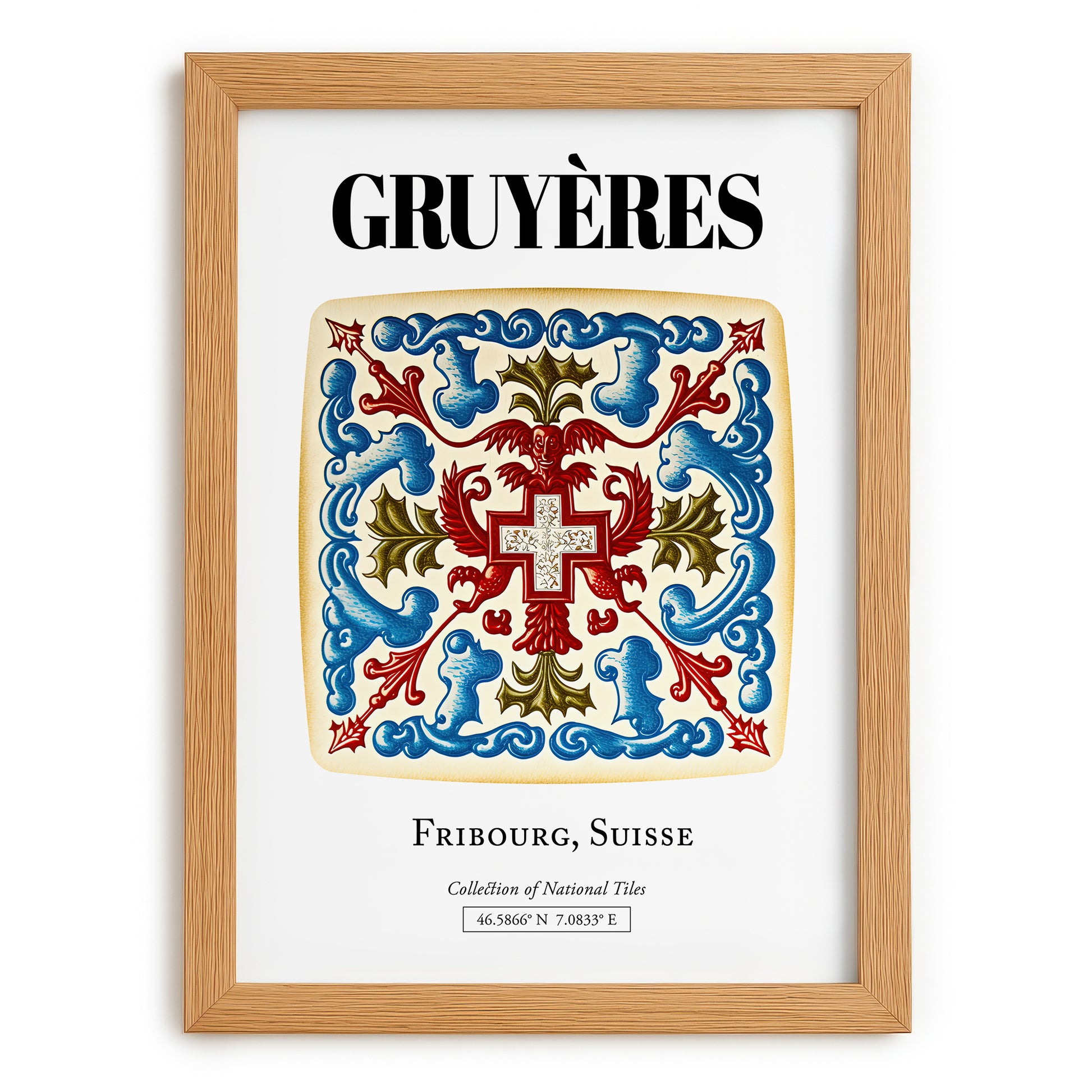 Gruyères, Switzerland – Travel Print, set in oak frame