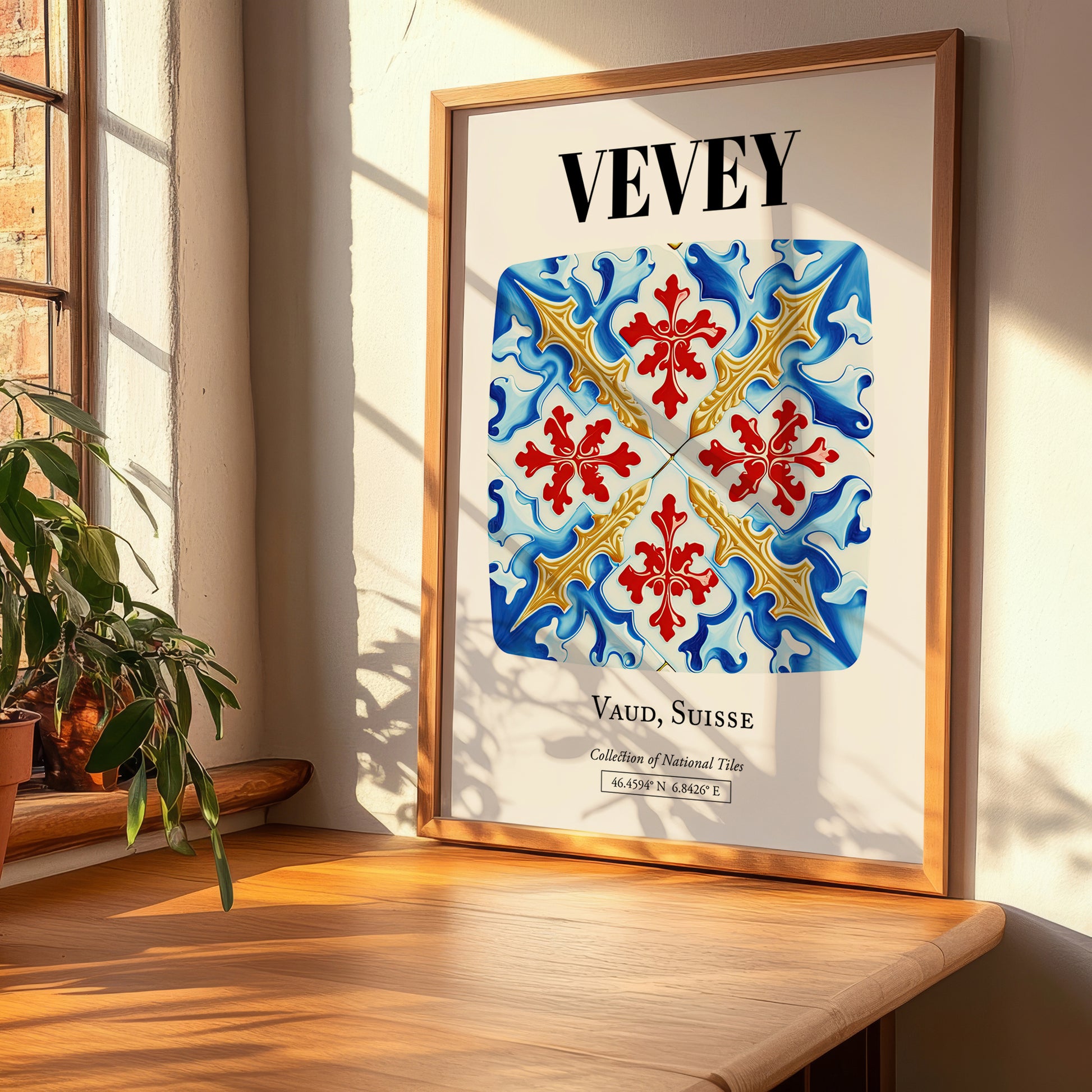 Vevey, Switzerland – Cityscape Wall Art, clean layout with no caption