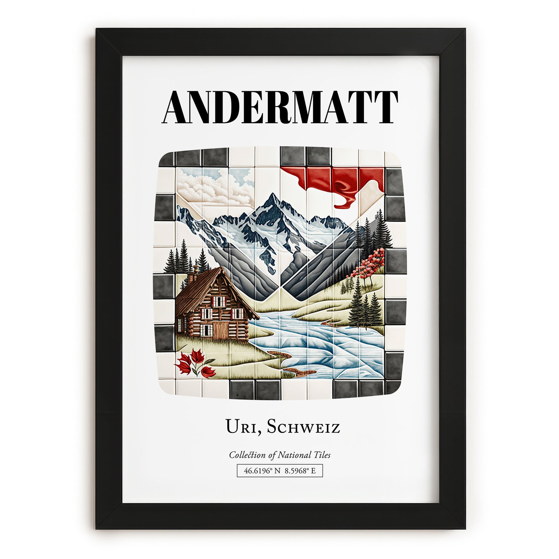 Andermatt, Switzerland – Travel Poster, in sleek black frame