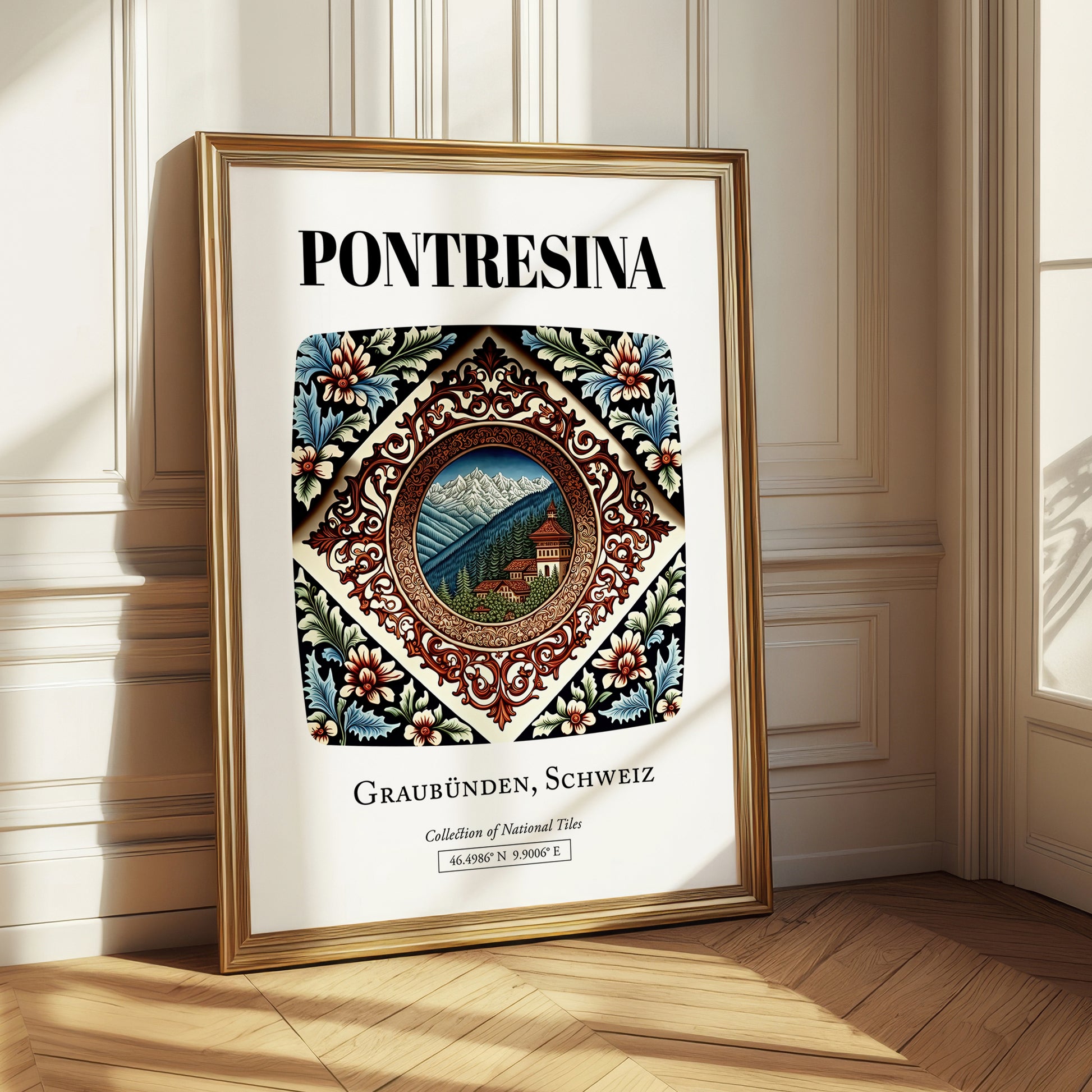 Pontresina, Switzerland – Travel Poster, styled in a charming Paris street view