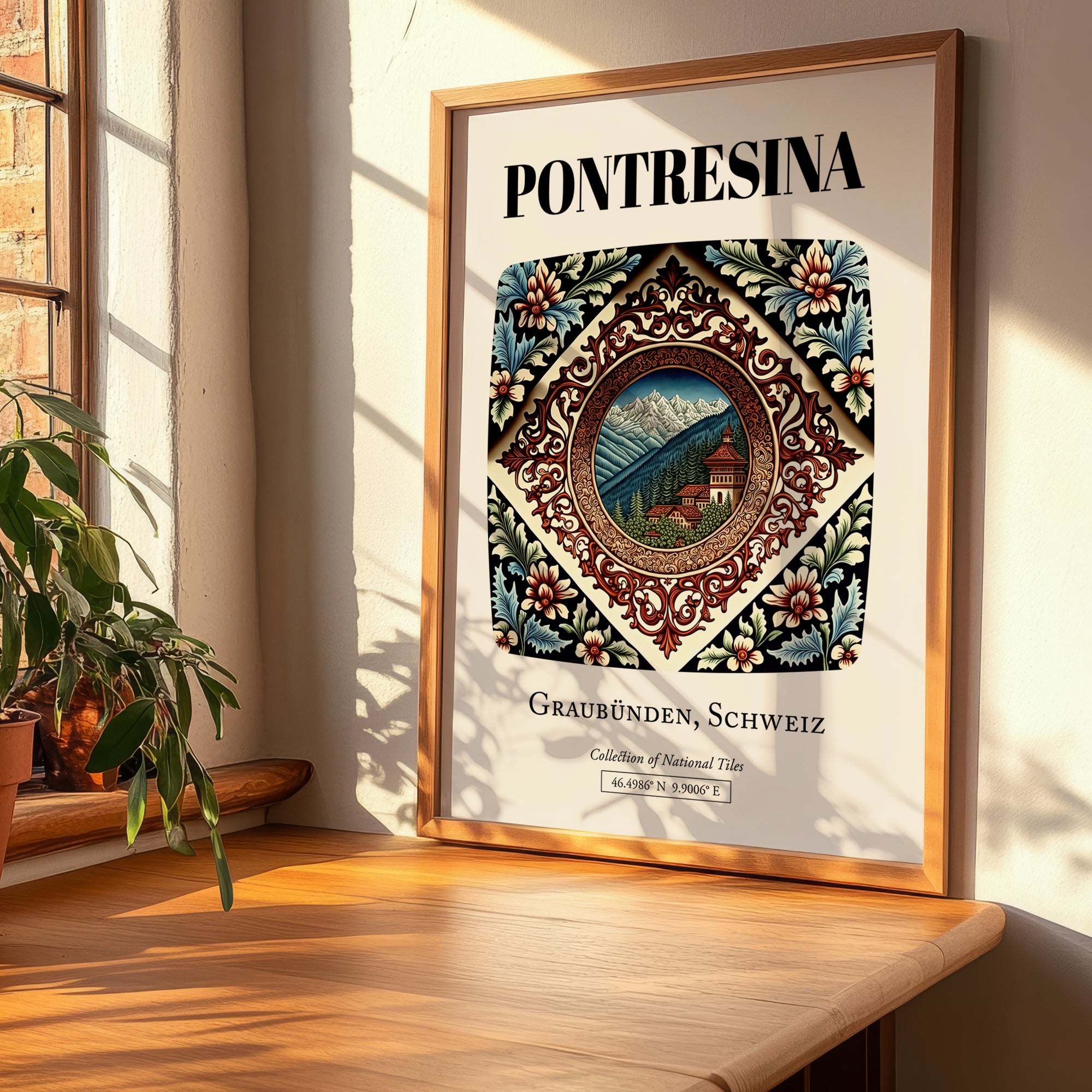 Pontresina, Switzerland – Travel Poster, clean layout with no caption