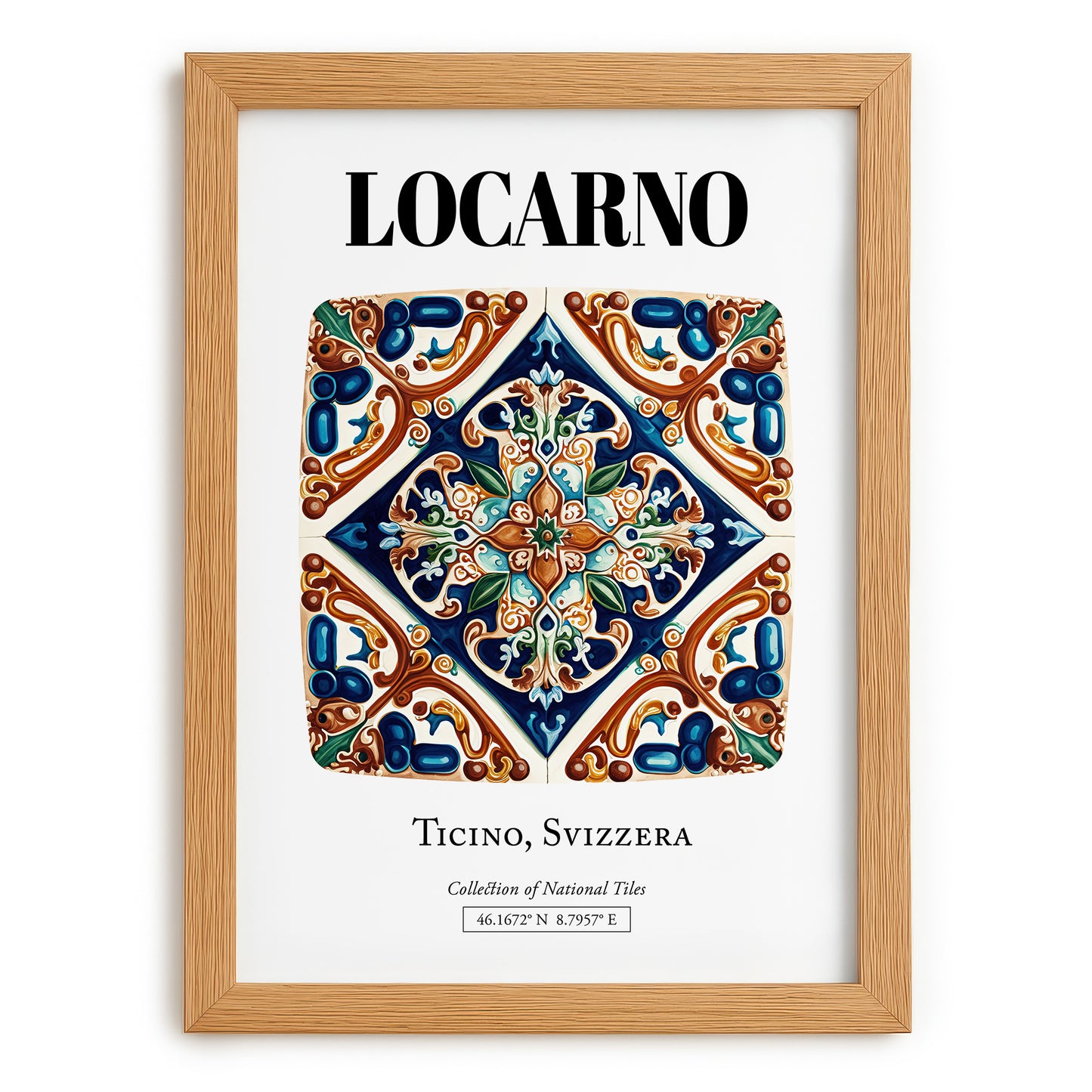 Locarno, Switzerland – Away From Home Poster, set in oak frame