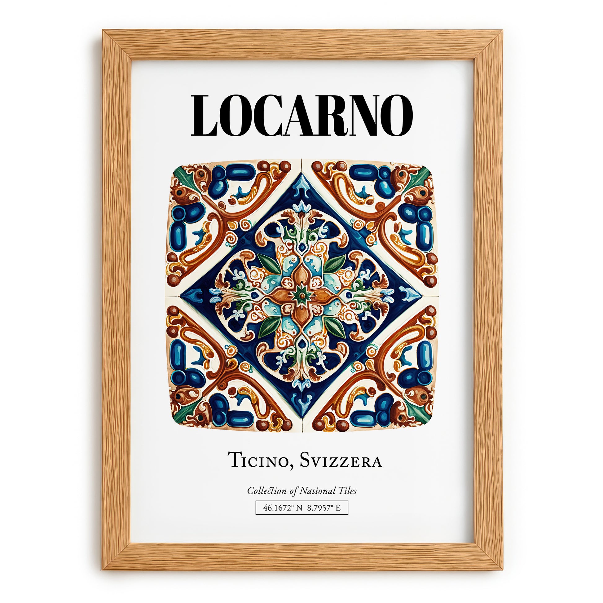 Locarno, Switzerland – Away From Home Poster, set in oak frame