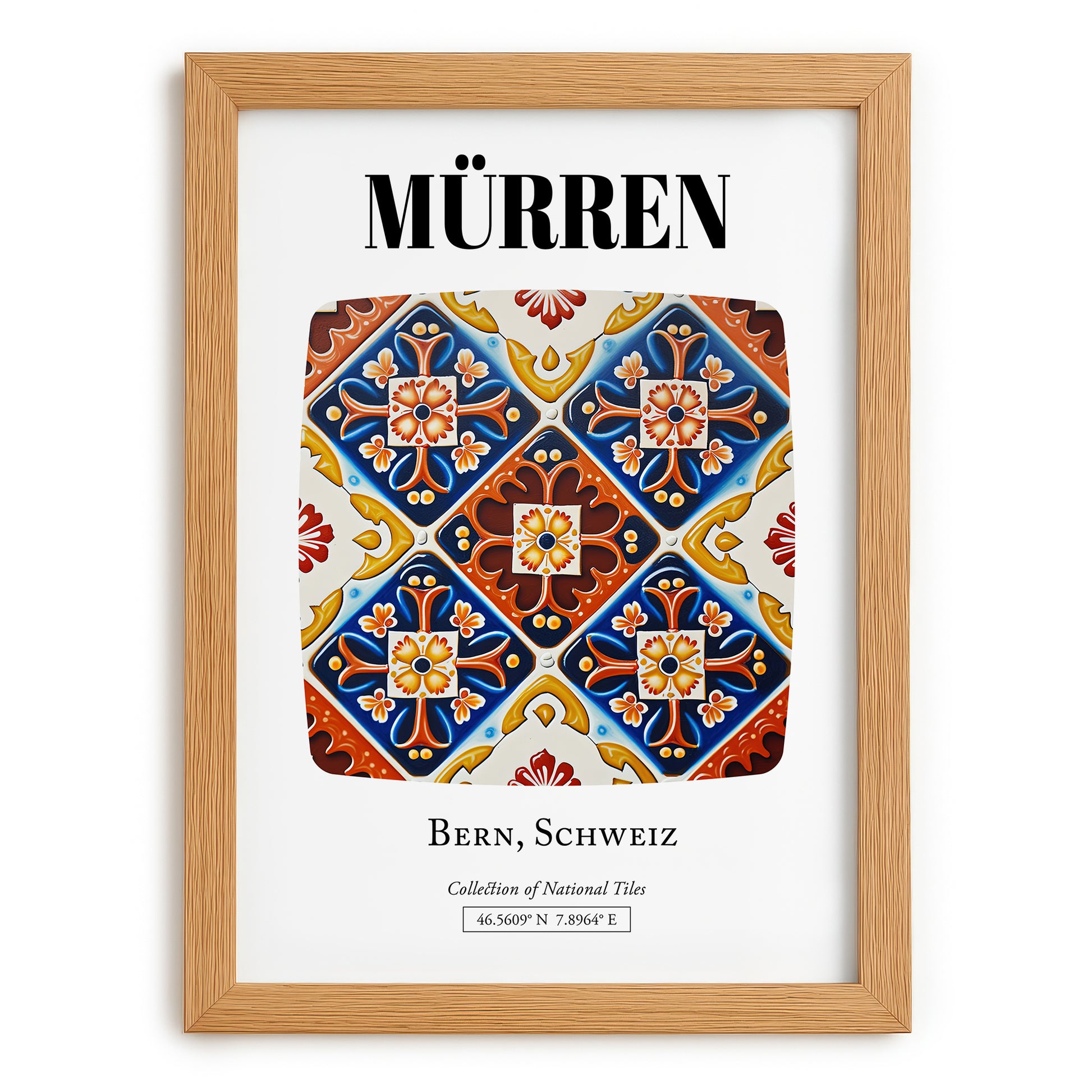 Mürren, Switzerland – Travel Print, set in oak frame