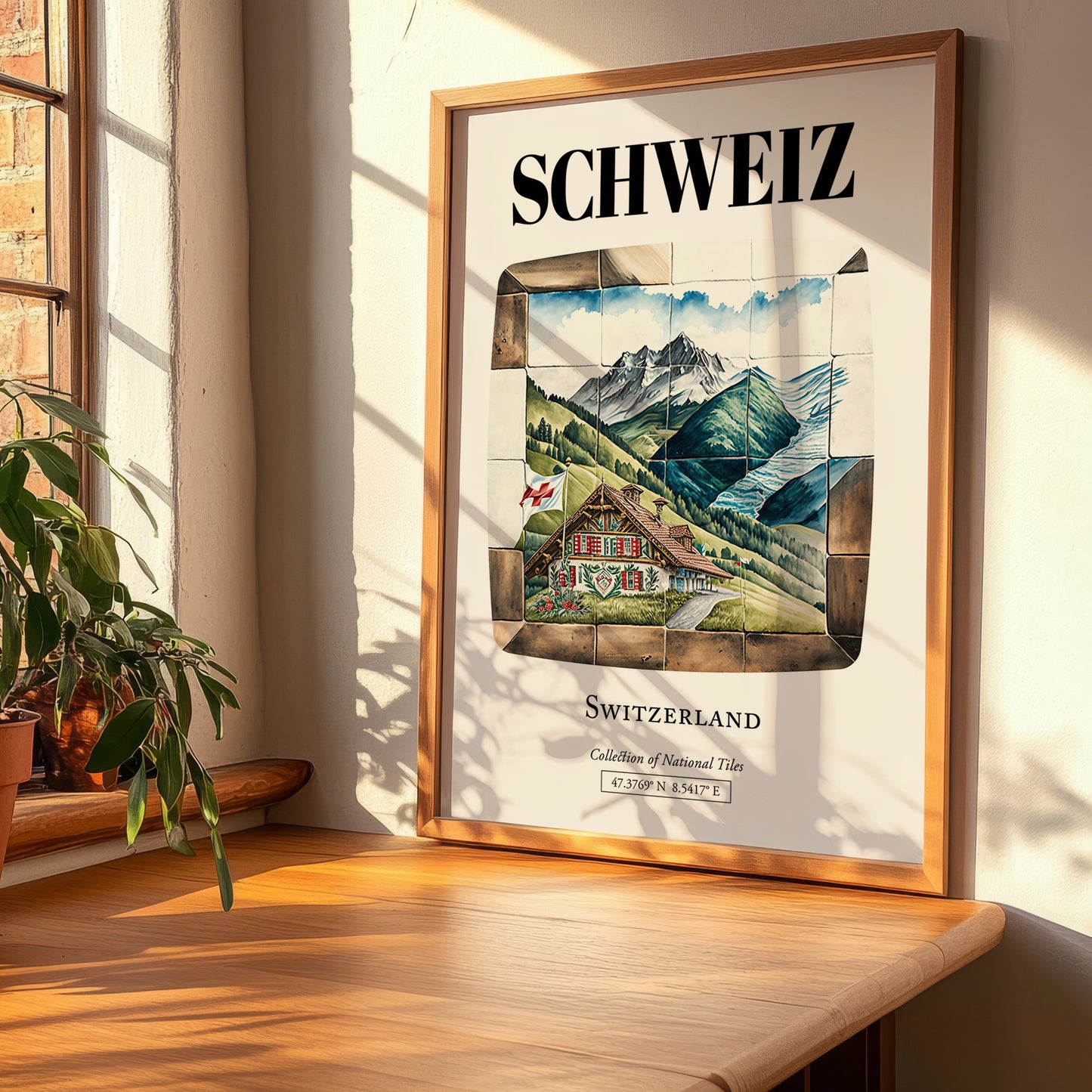 Schweiz, Switzerland – Travel Poster, clean layout with no caption