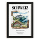 Schweiz, Switzerland – Travel Poster, in sleek black frame