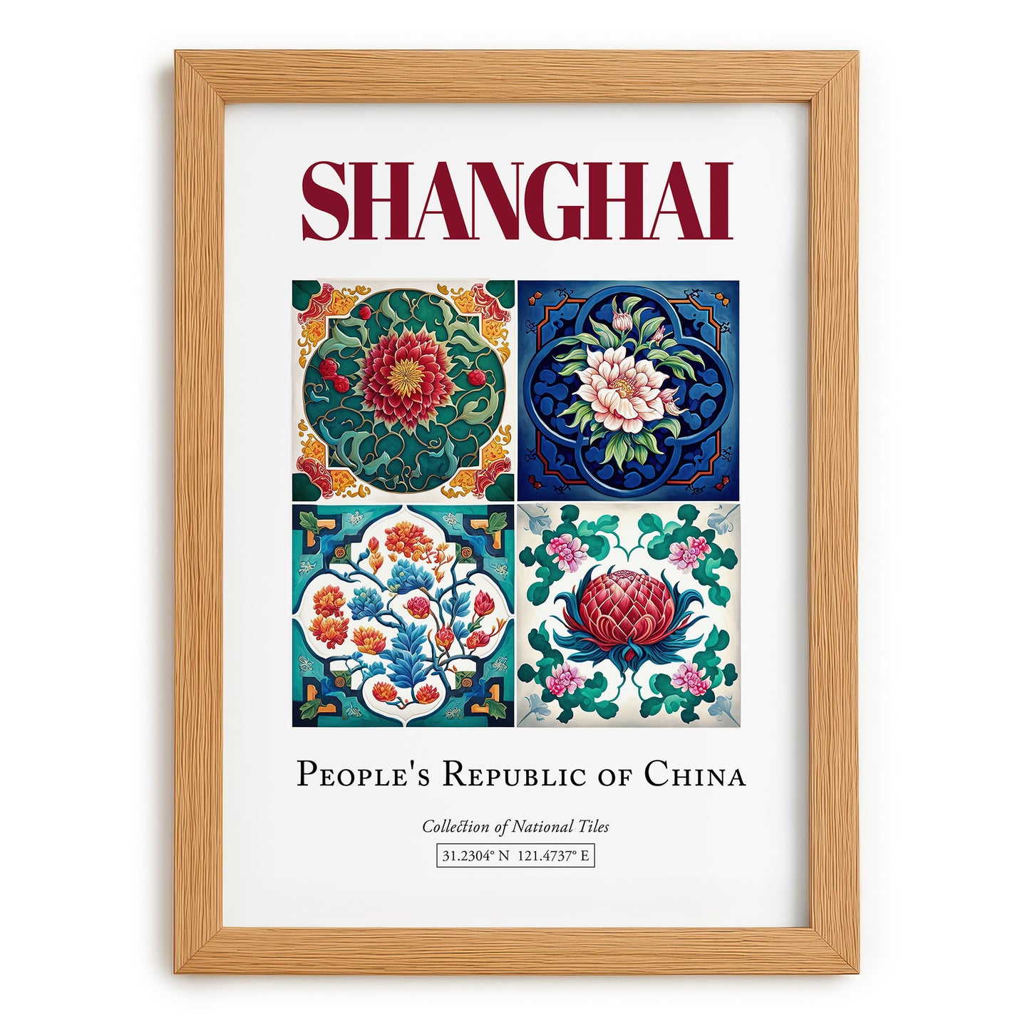 Shanghai, China – Travel Wall Art, set in oak frame