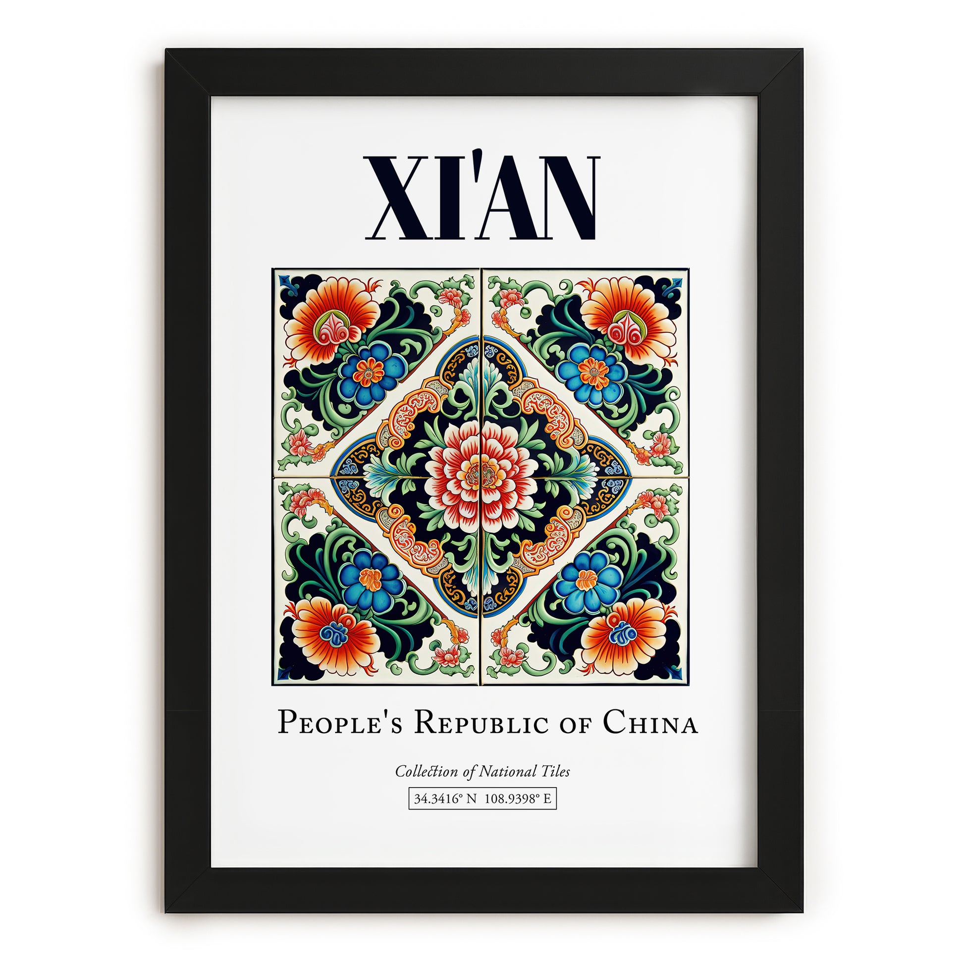 Xi'an, China – Travel Poster, in sleek black frame