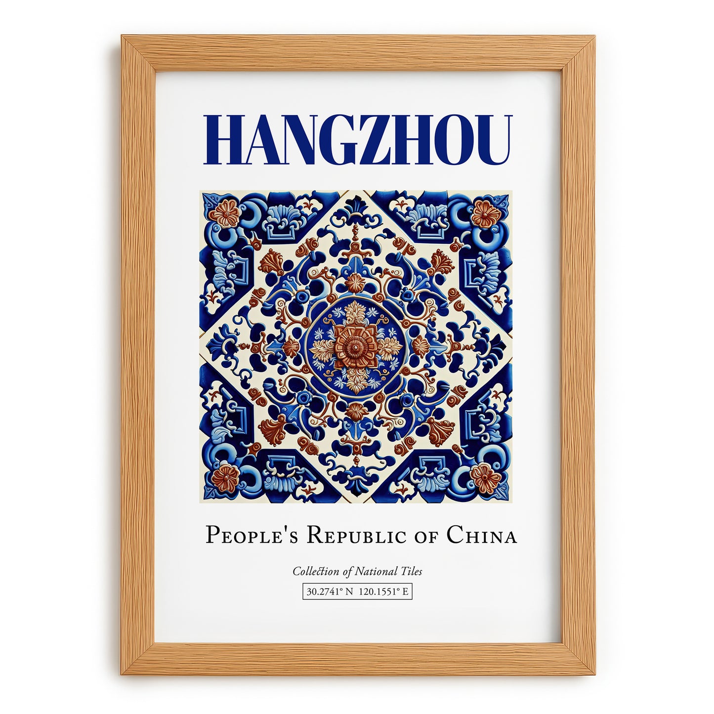 Hangzhou, China – Travel Wall Decor, set in oak frame