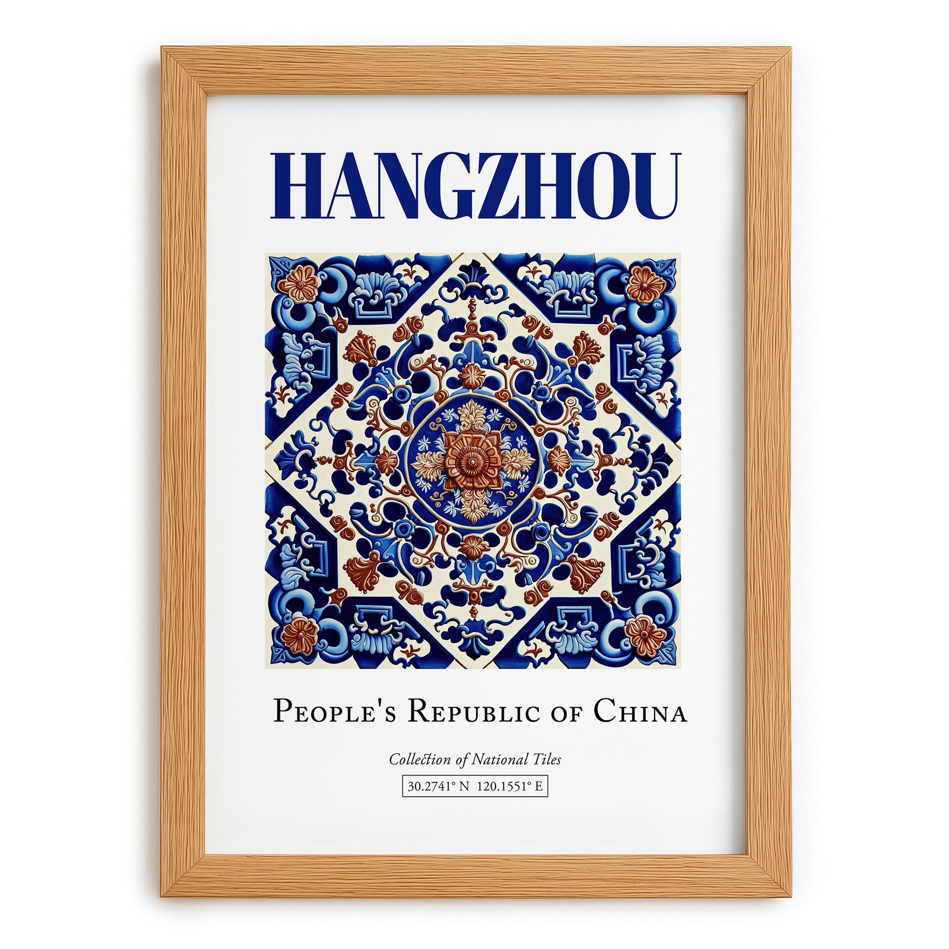 Hangzhou, China – Travel Wall Decor, set in oak frame
