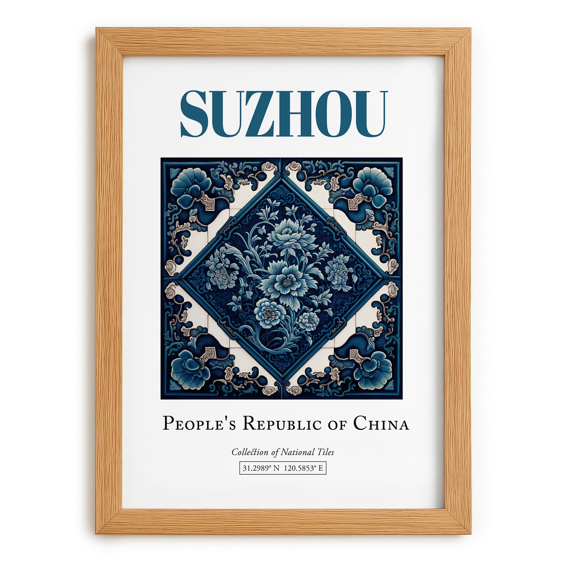 Suzhou, China – Travel Poster, set in oak frame