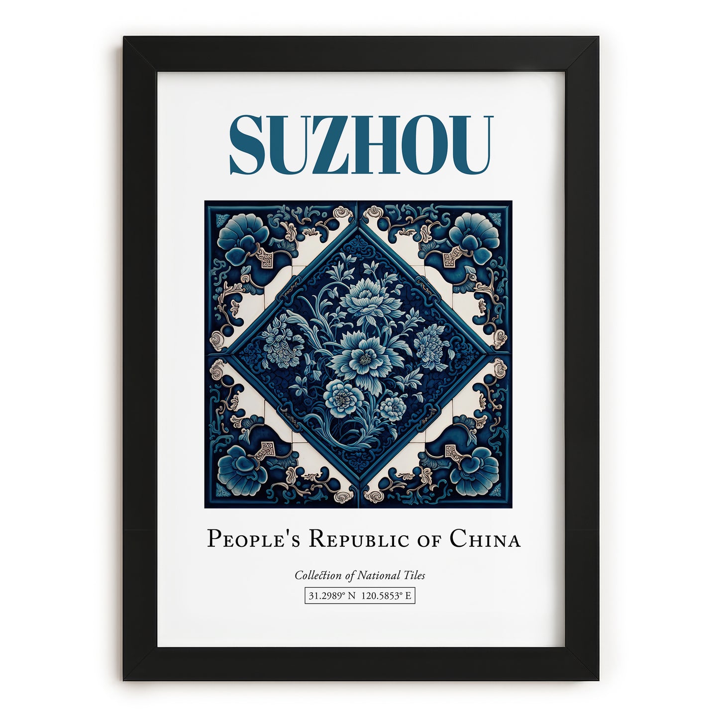Suzhou, China – Travel Poster, in sleek black frame