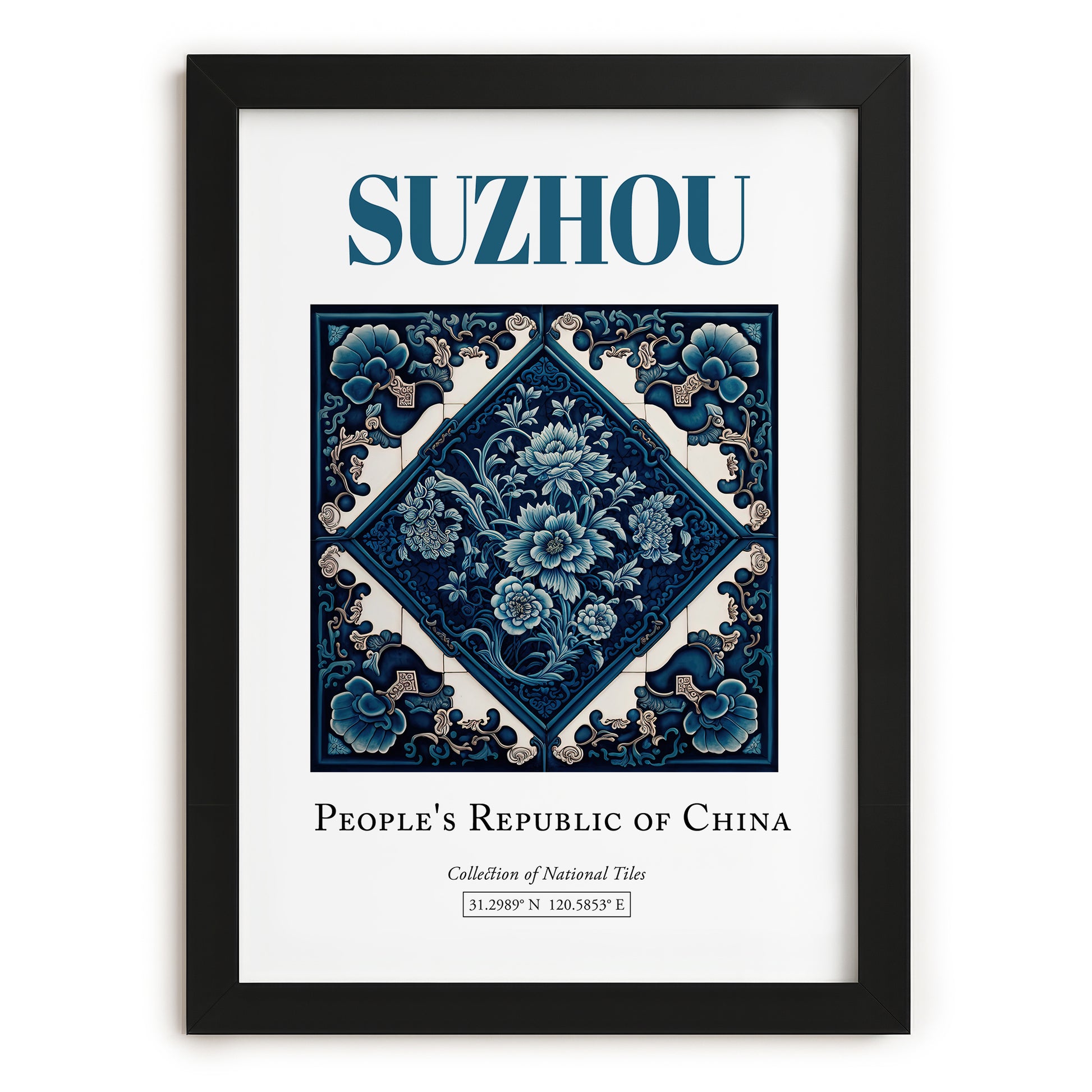 Suzhou, China – Travel Poster, in sleek black frame