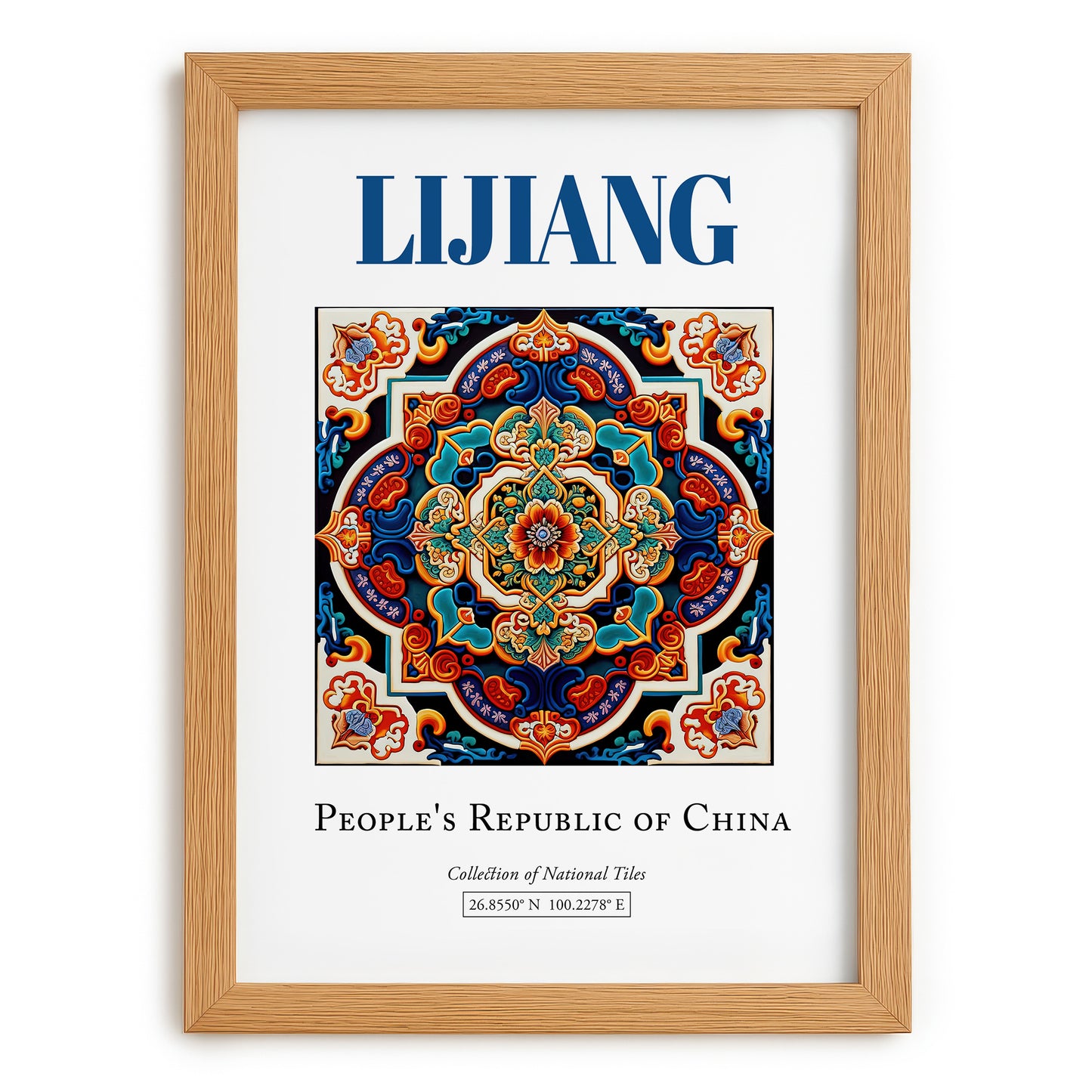Lijiang, China – Travel Destination Art, set in oak frame
