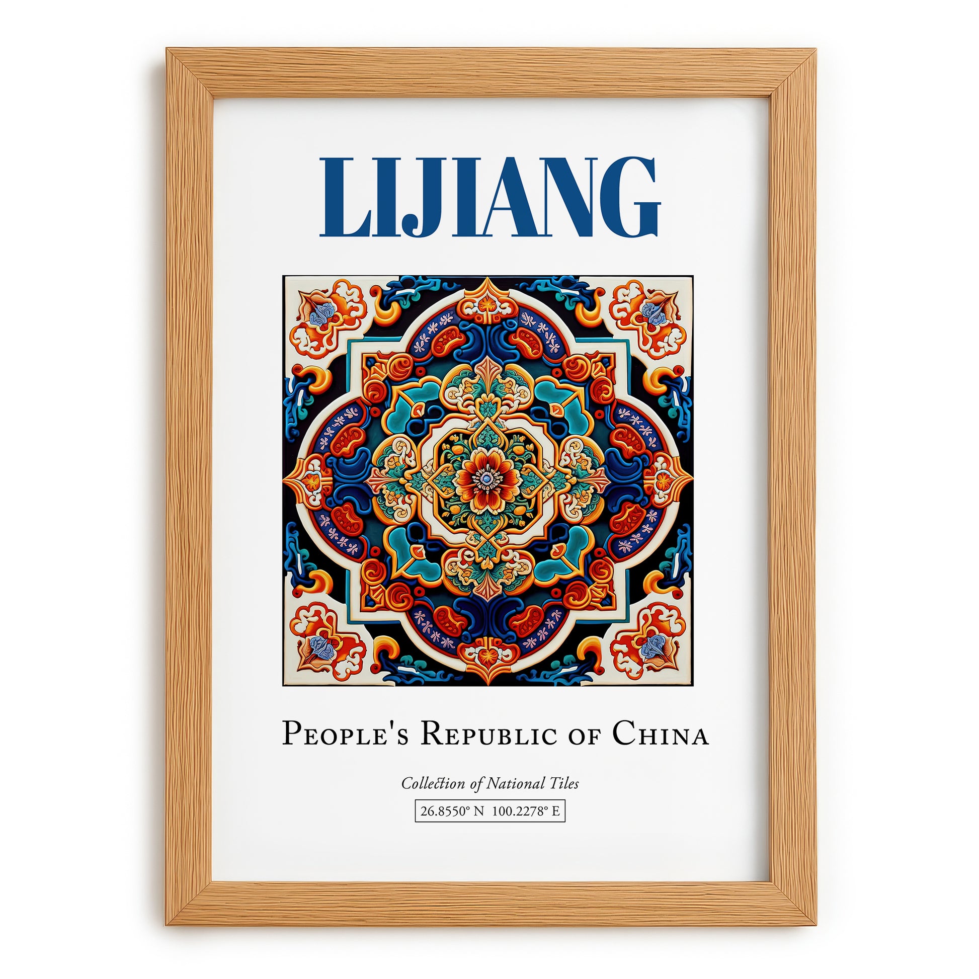 Lijiang, China – Travel Destination Art, set in oak frame