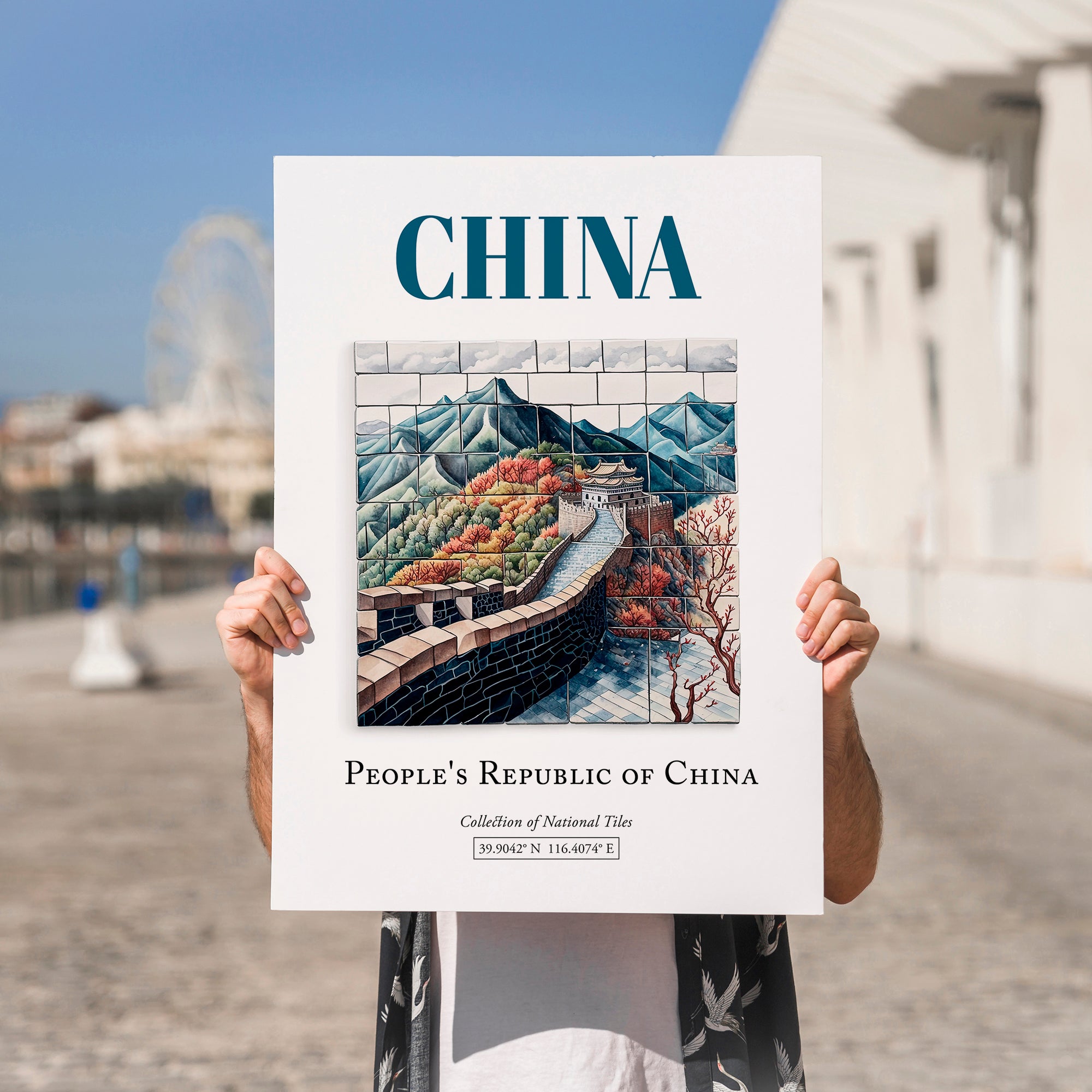 China, China – Travel Print, no-text version framed in wood
