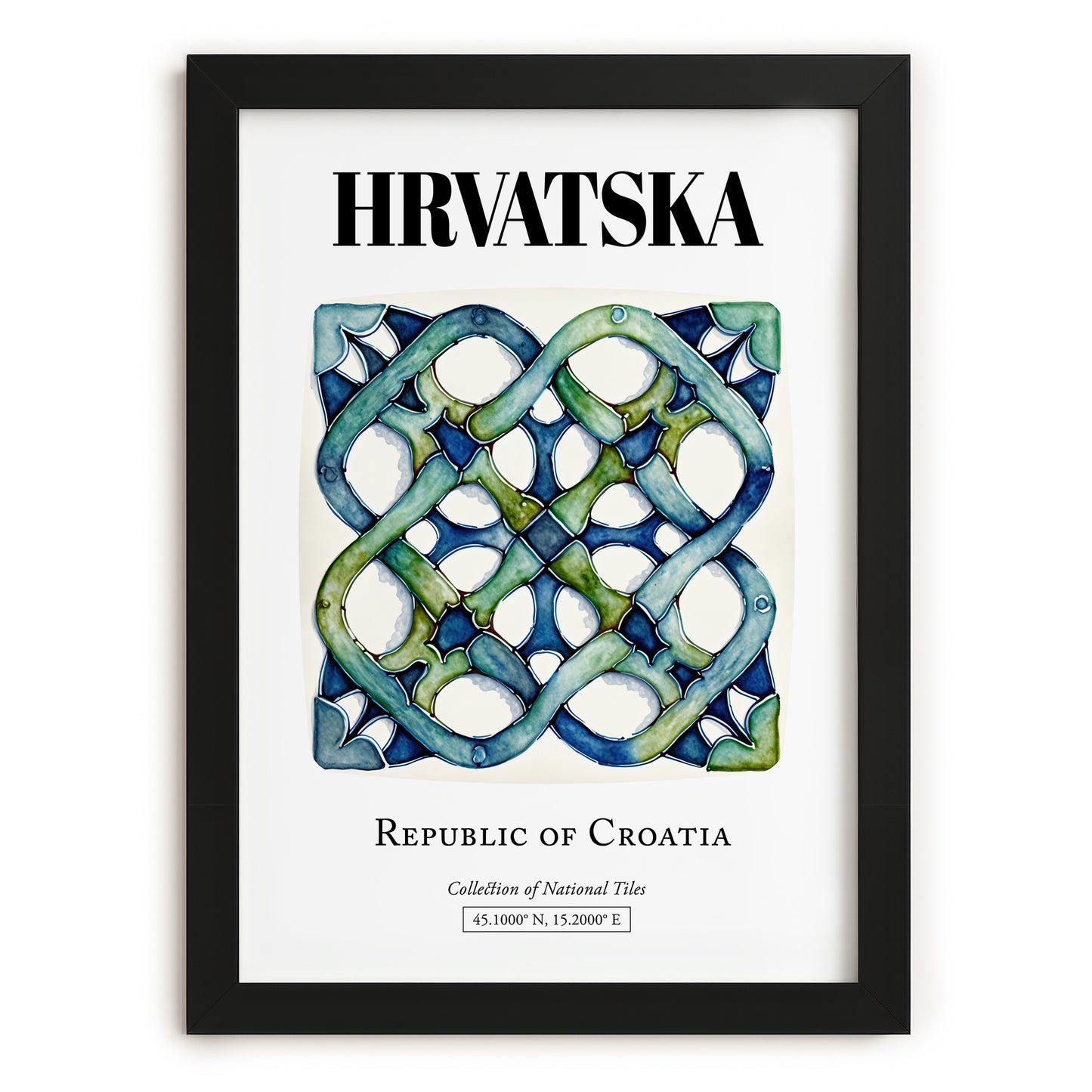 Hrvatska, Croatia – Travel Poster, in sleek black frame