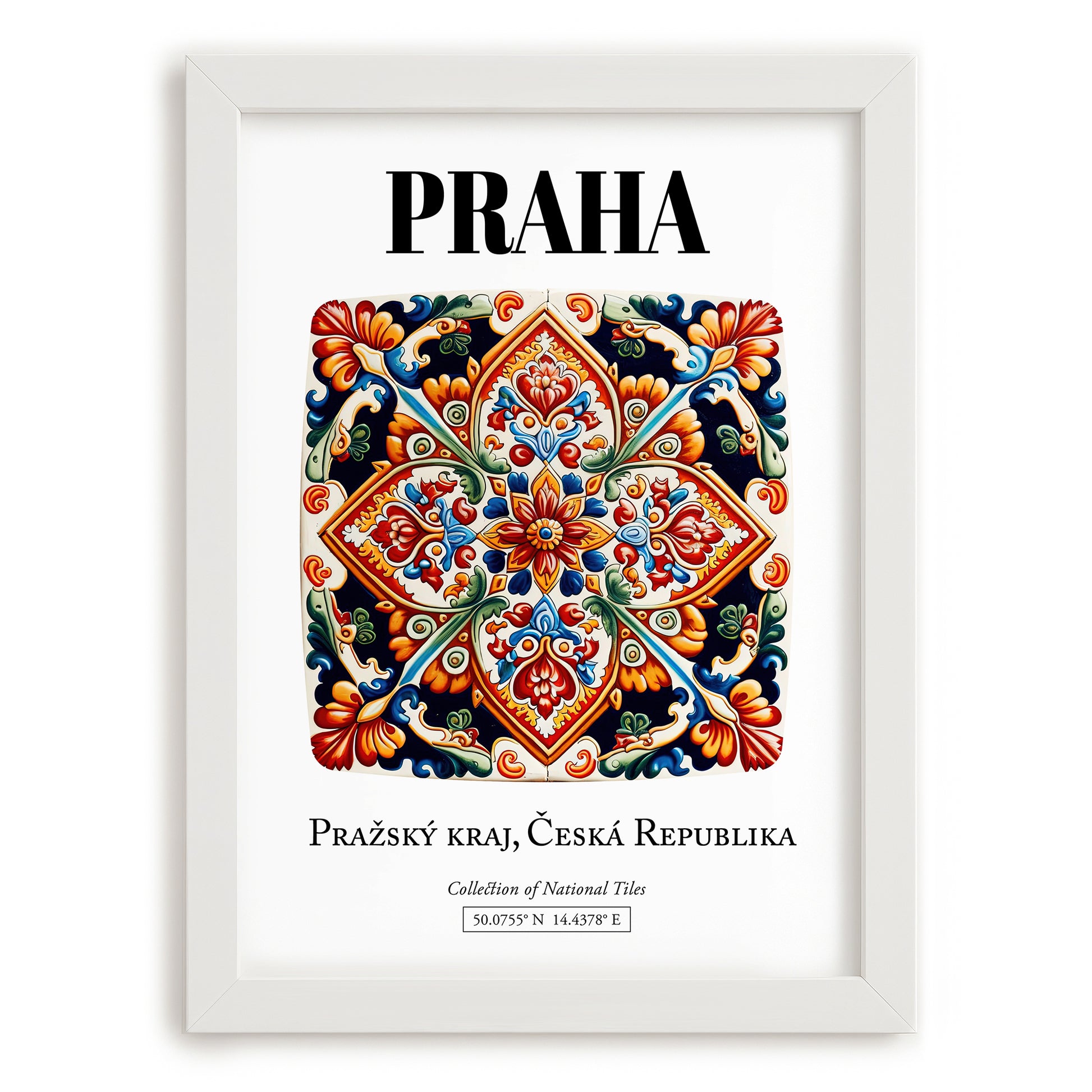 Praha, Czech Republic – Travel Print, placed in minimal white frame