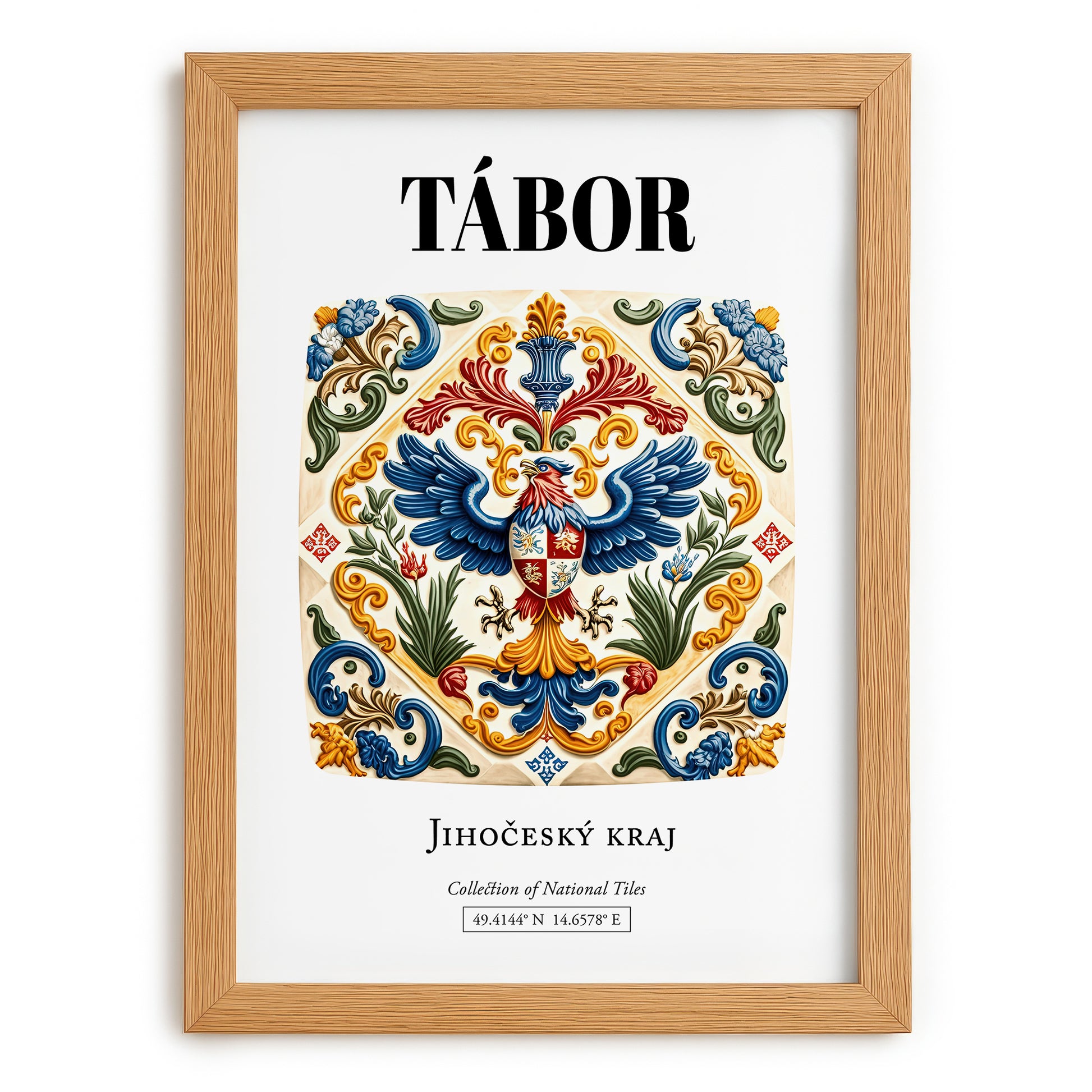 Tábor, Czech Republic – Travel Wall Art, set in oak frame