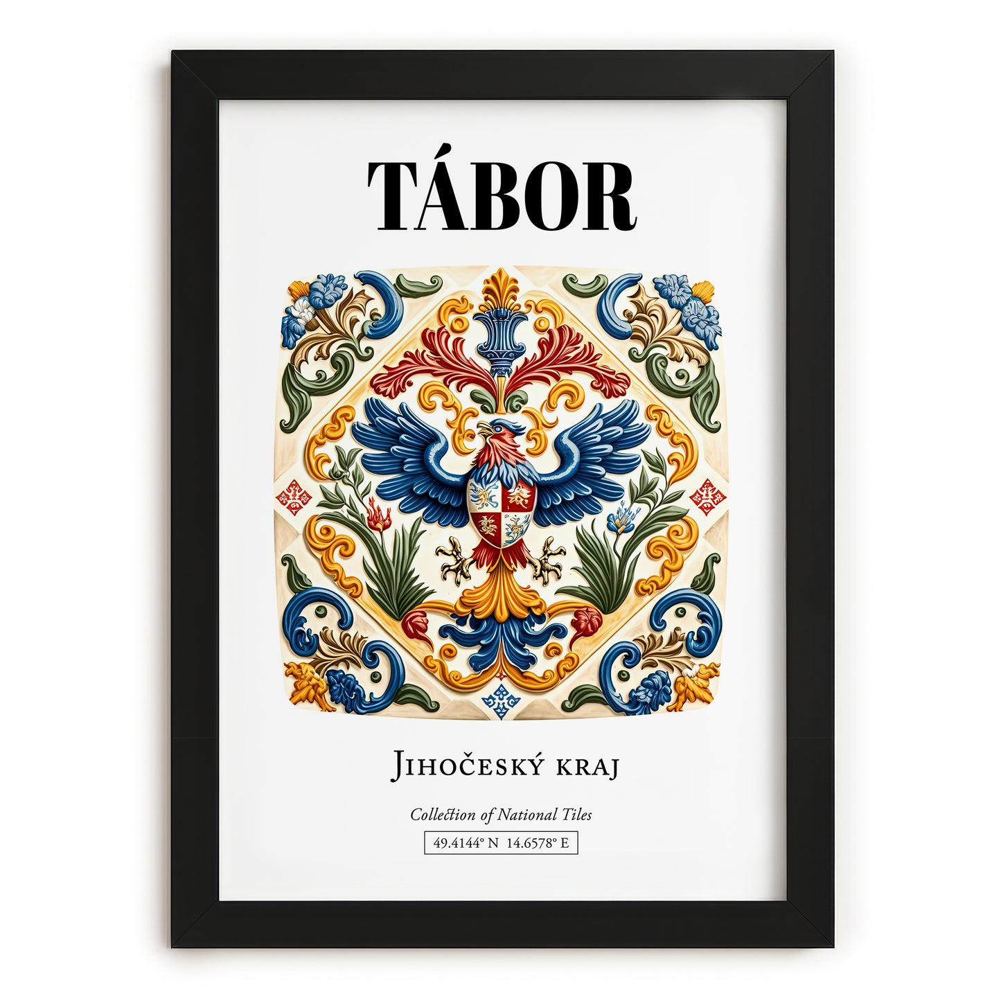 Tábor, Czech Republic – Travel Wall Art, in sleek black frame