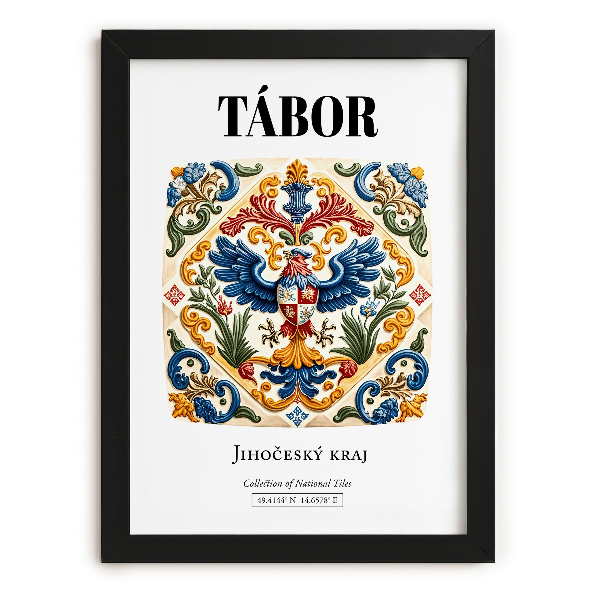 Tábor, Czech Republic – Travel Wall Art, in sleek black frame