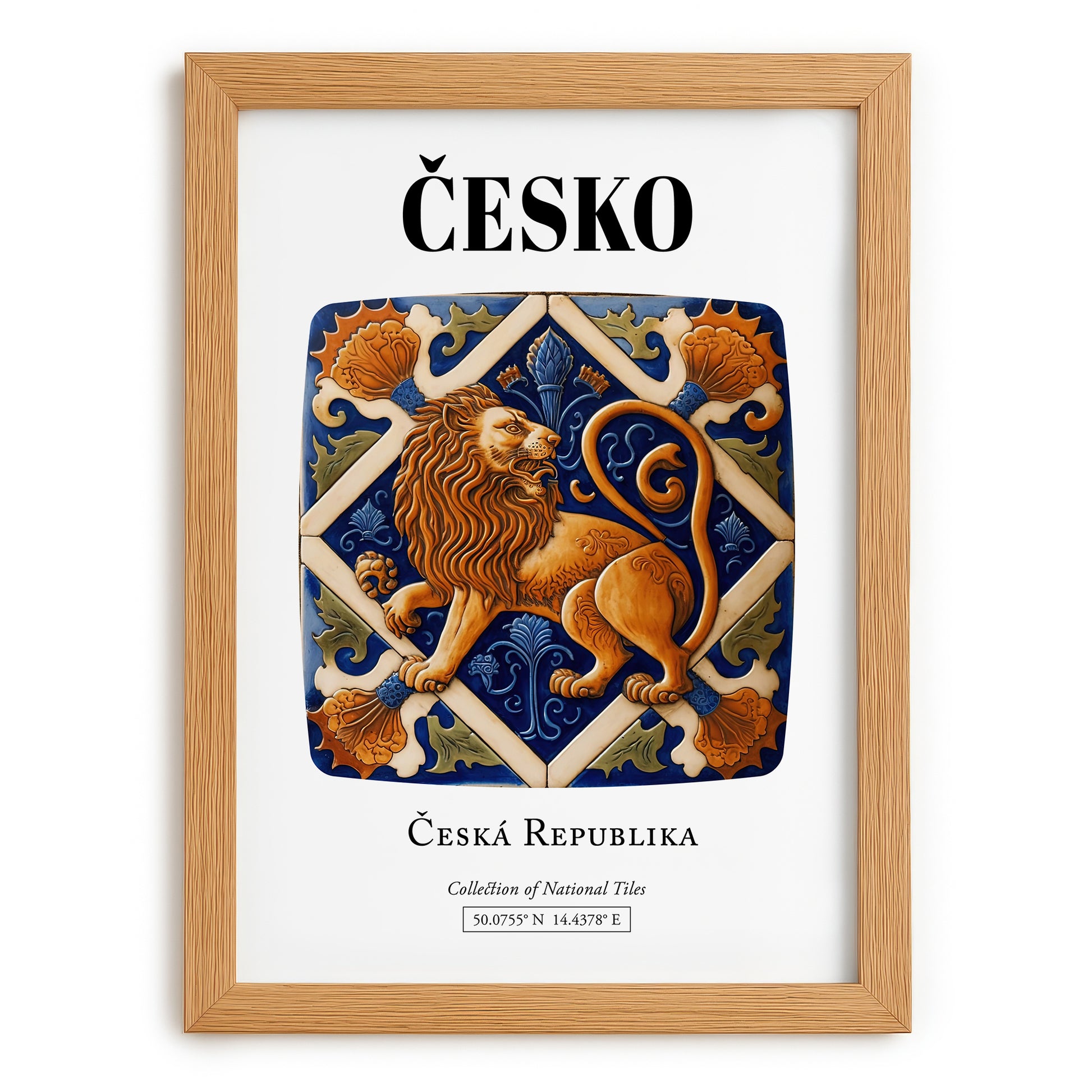 Česko, Czech Republic – Travel Poster, set in oak frame