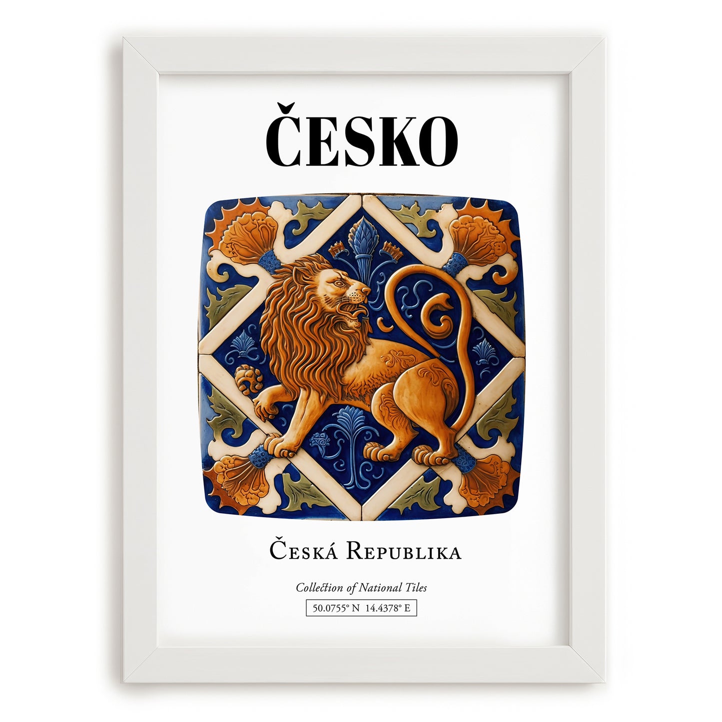 Česko, Czech Republic – Travel Poster, placed in minimal white frame