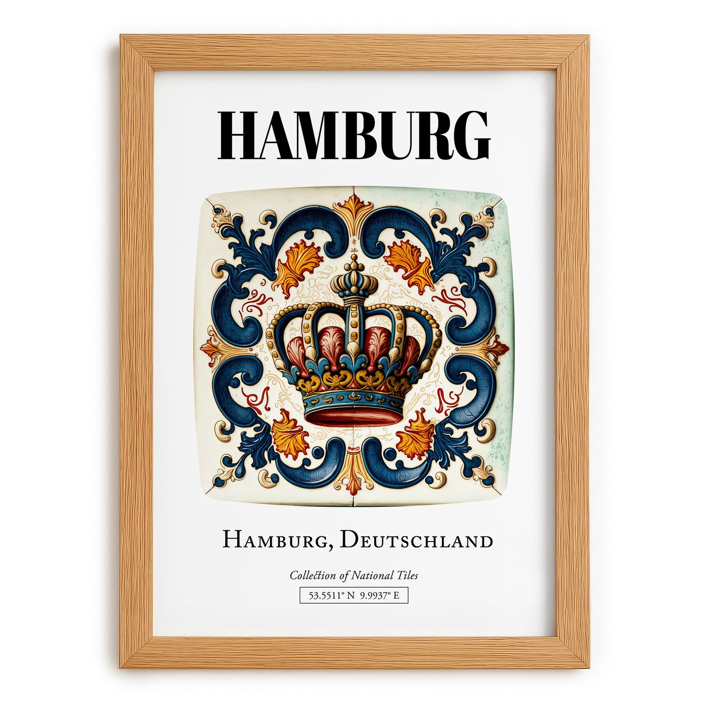Hamburg, Germany – Travel Wall Decor, set in oak frame