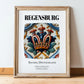 Regensburg, Germany – Travel Wall Art, in wooden frame leaning on the floor