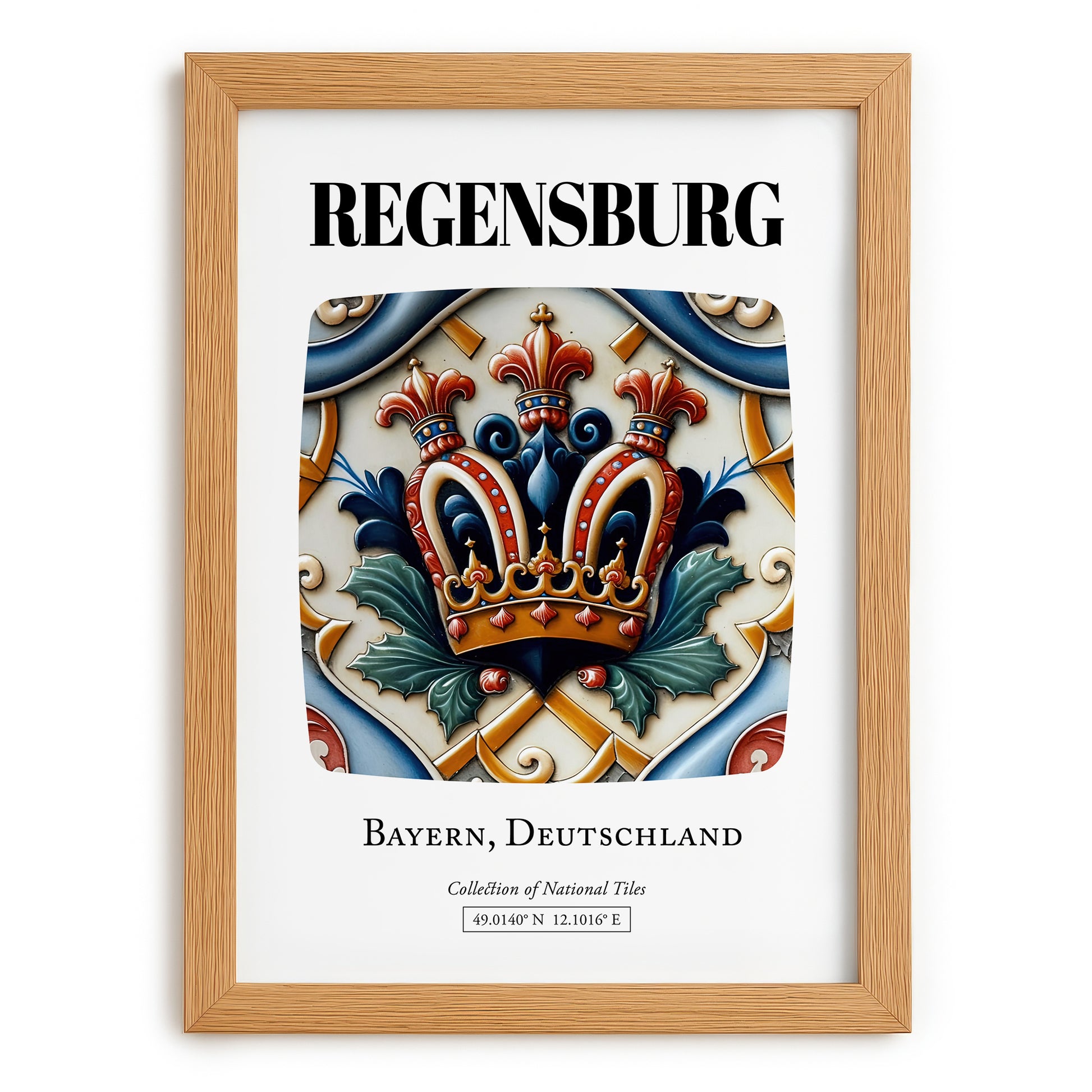 Regensburg, Germany – Travel Wall Art, set in oak frame