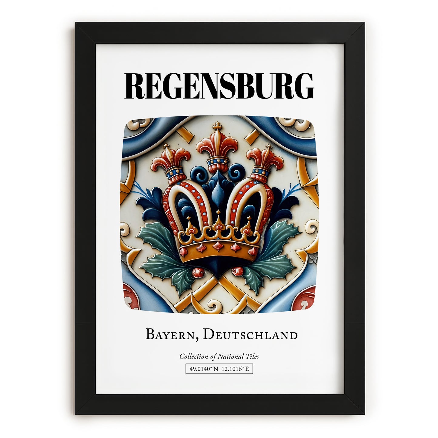 Regensburg, Germany – Travel Wall Art, in sleek black frame