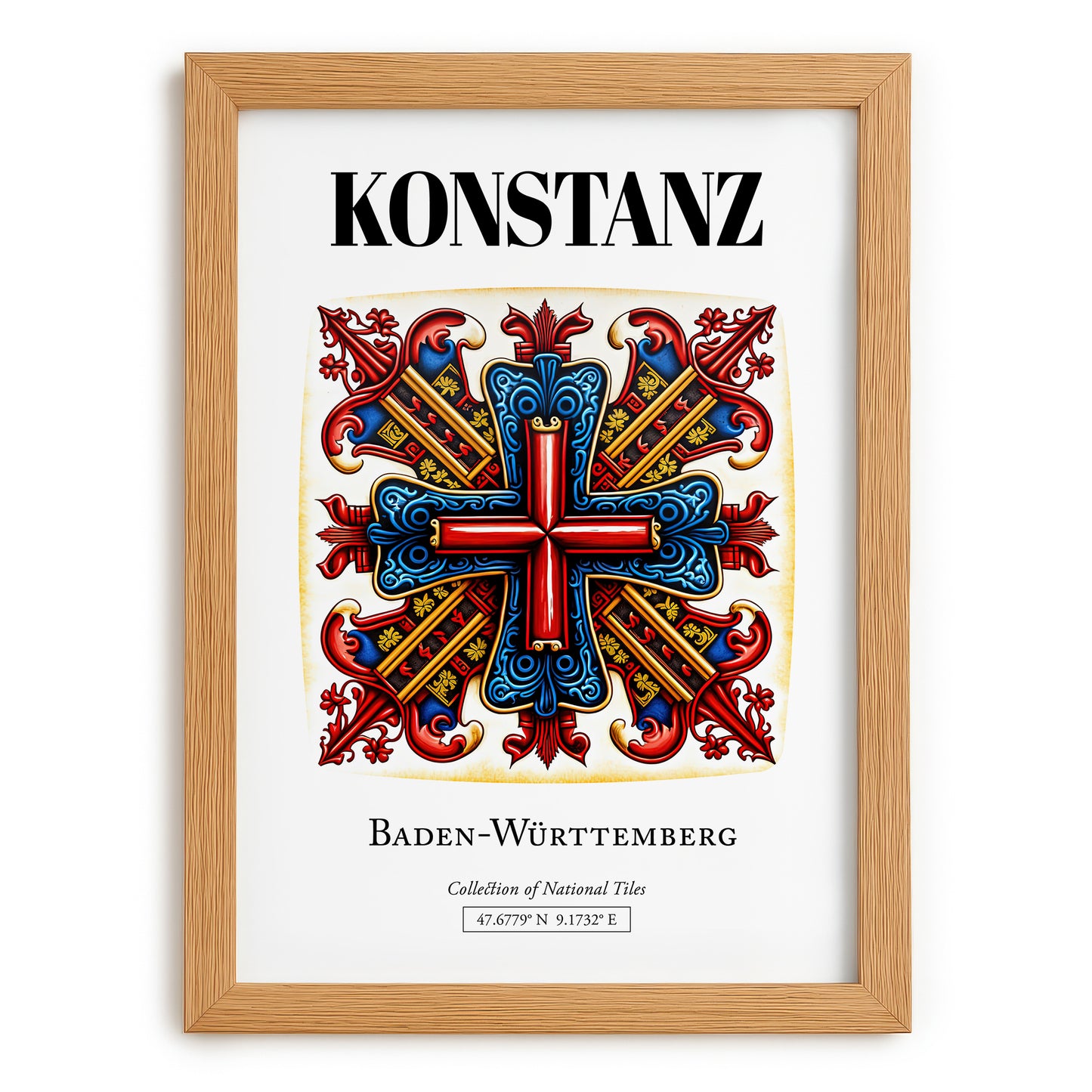 Konstanz, Germany – World Travel Art, set in oak frame