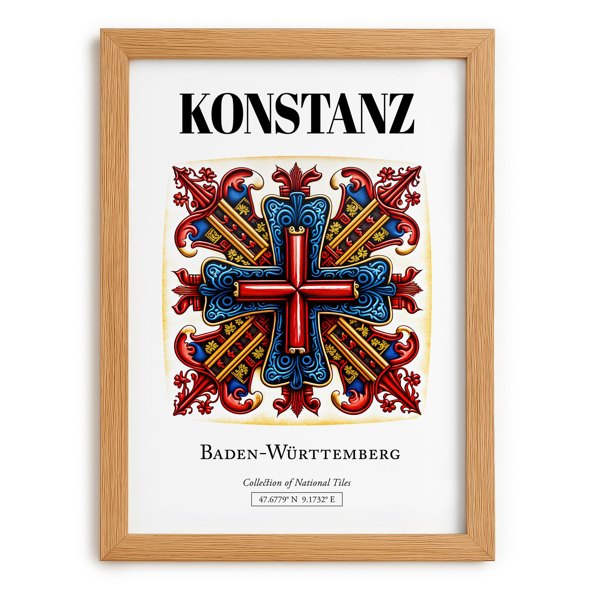 Konstanz, Germany – World Travel Art, set in oak frame