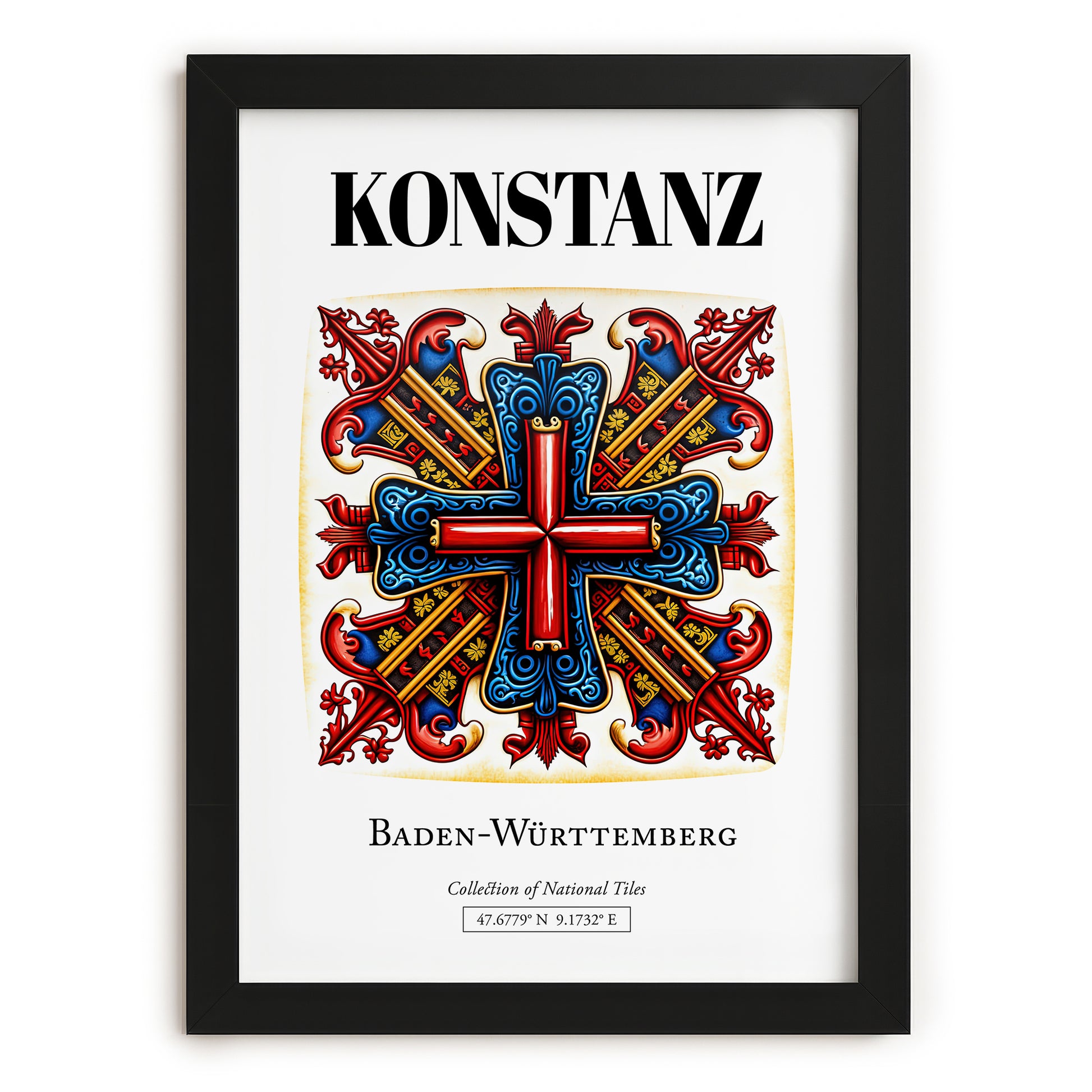 Konstanz, Germany – World Travel Art, in sleek black frame