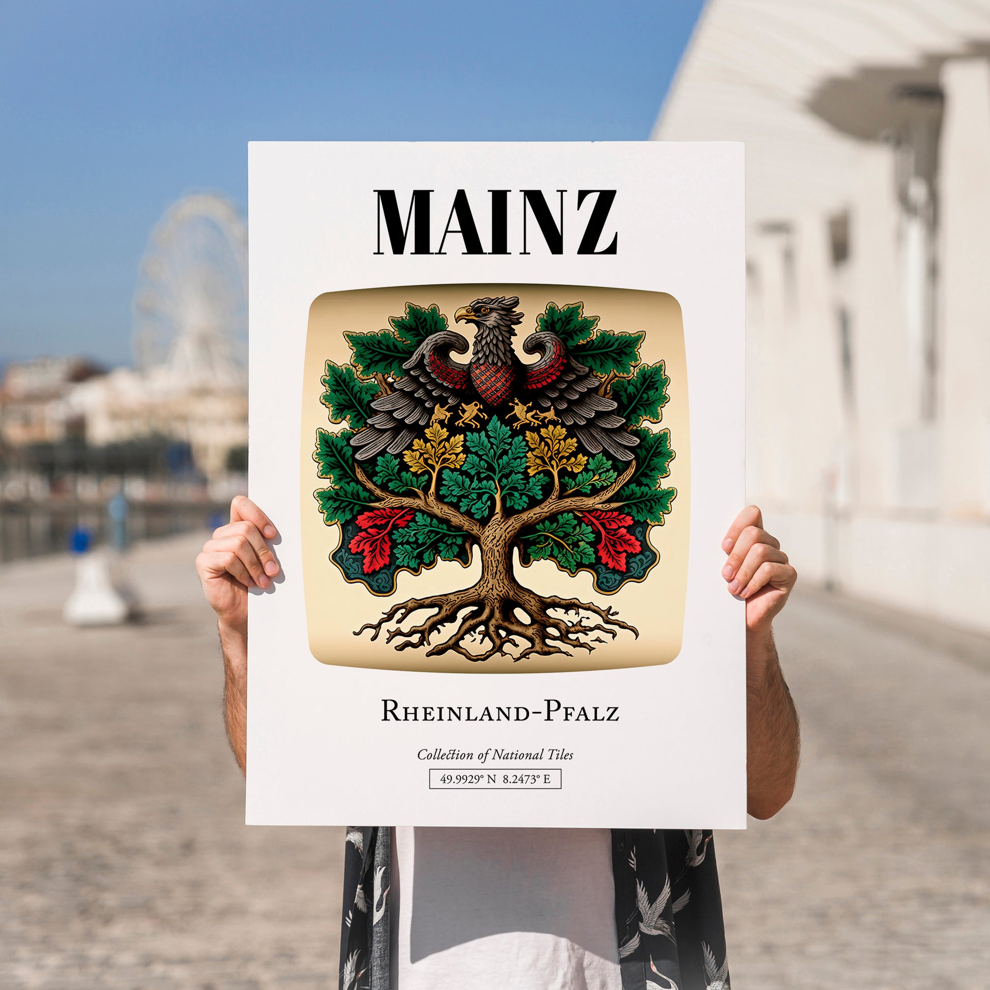 Mainz, Germany – Historic Cities Art Print, no-text version framed in wood
