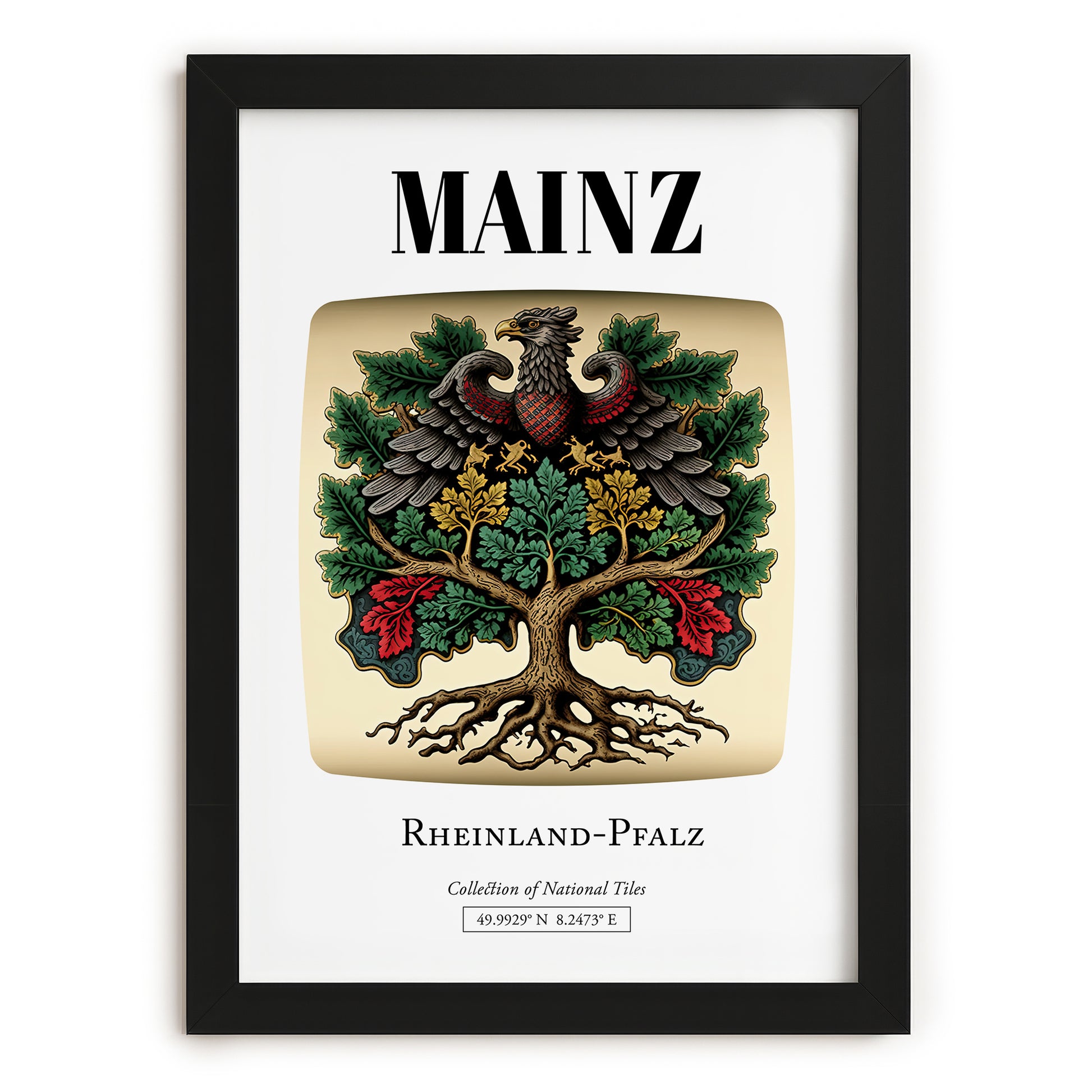 Mainz, Germany – Historic Cities Art Print, in sleek black frame