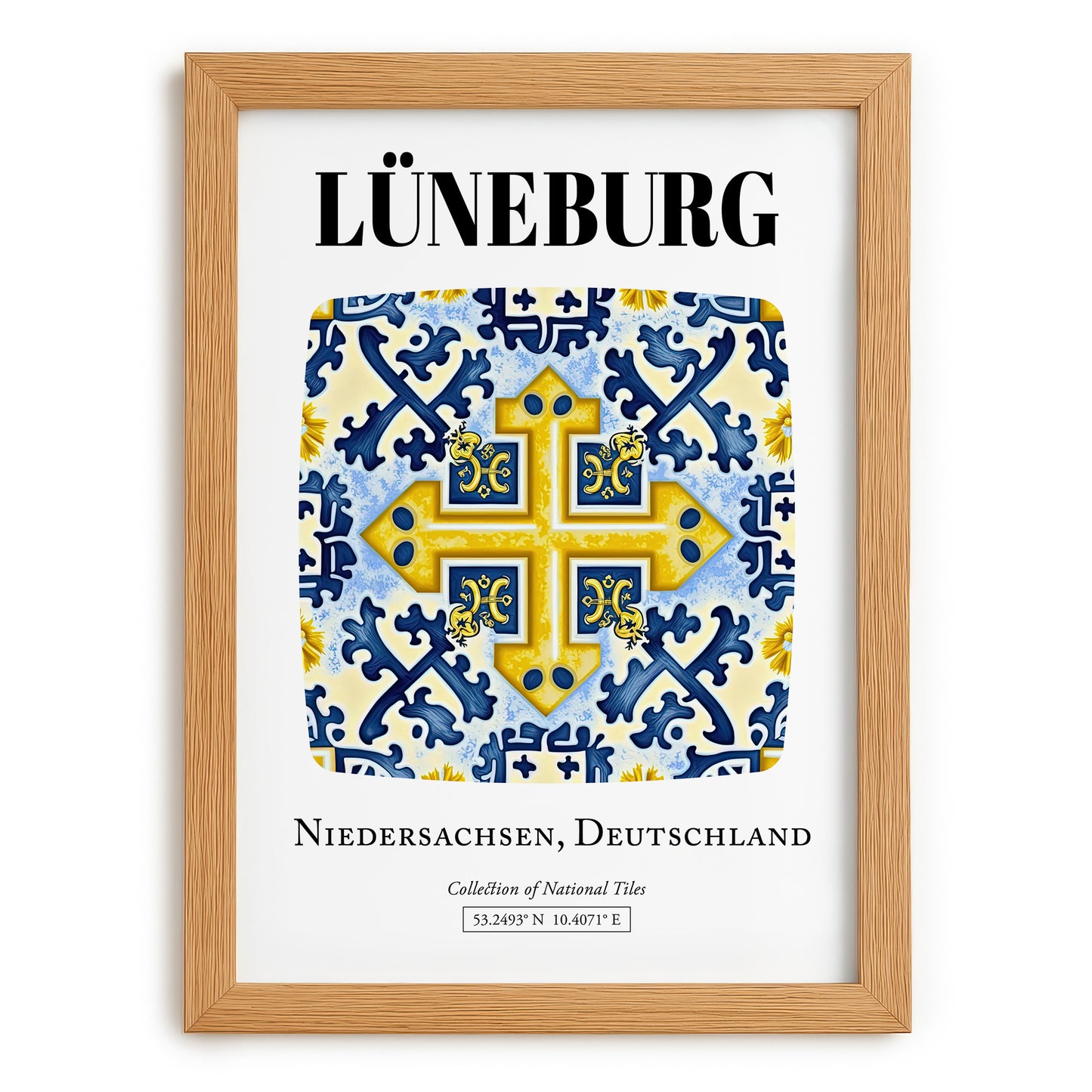Lüneburg, Germany – Travel Poster, set in oak frame