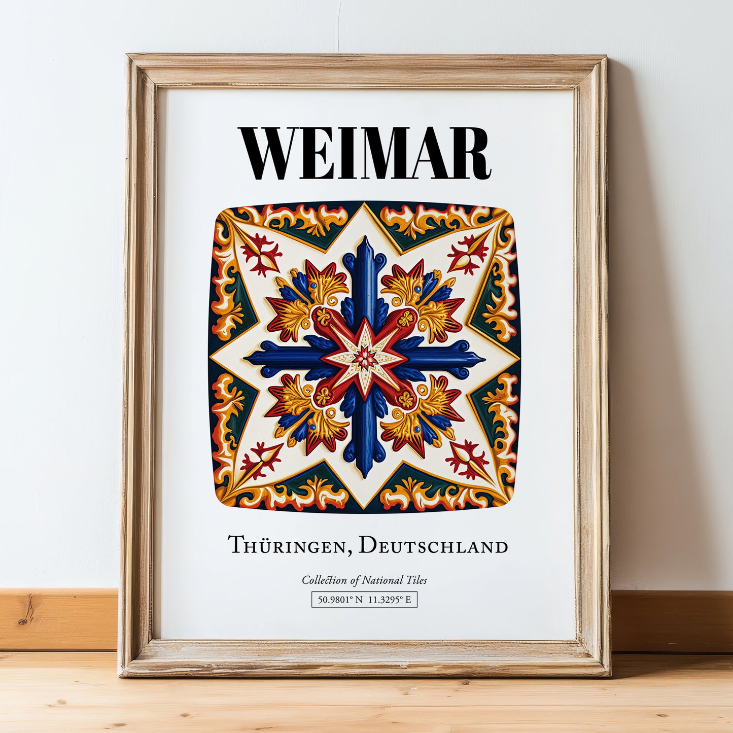 Weimar, Germany – Travel Print, in wooden frame leaning on the floor