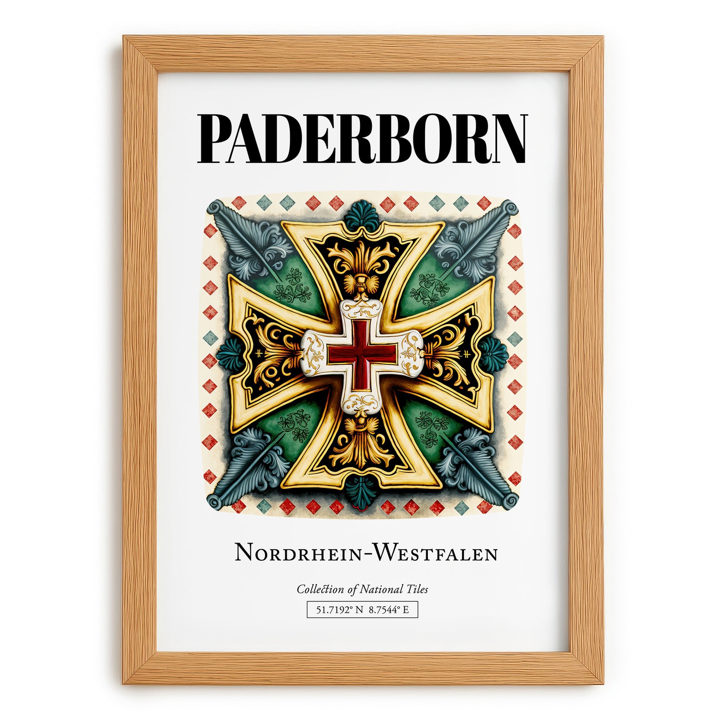 Paderborn, Germany – Country Culture Poster, set in oak frame